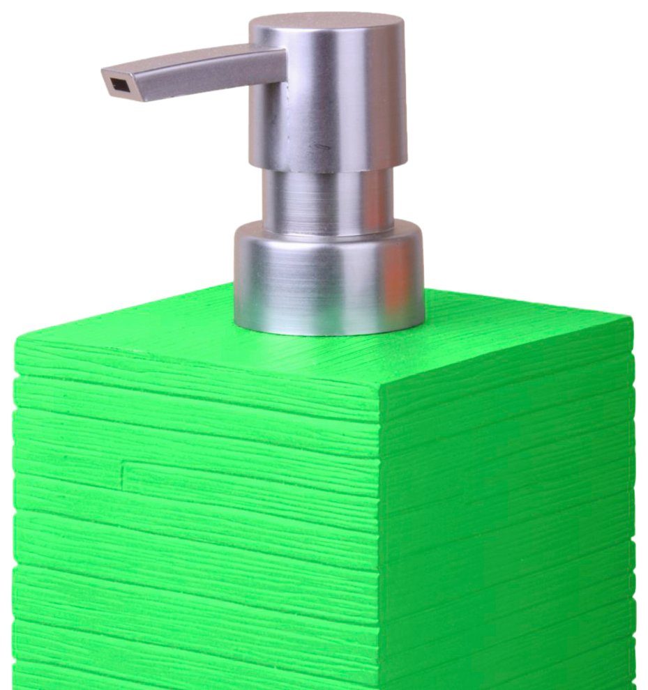 Sanilo Set badkameraccessoires Calero Green bestaand uit zeepdispenser en toiletborstel, geribbeld (combi-set, 2-delig)