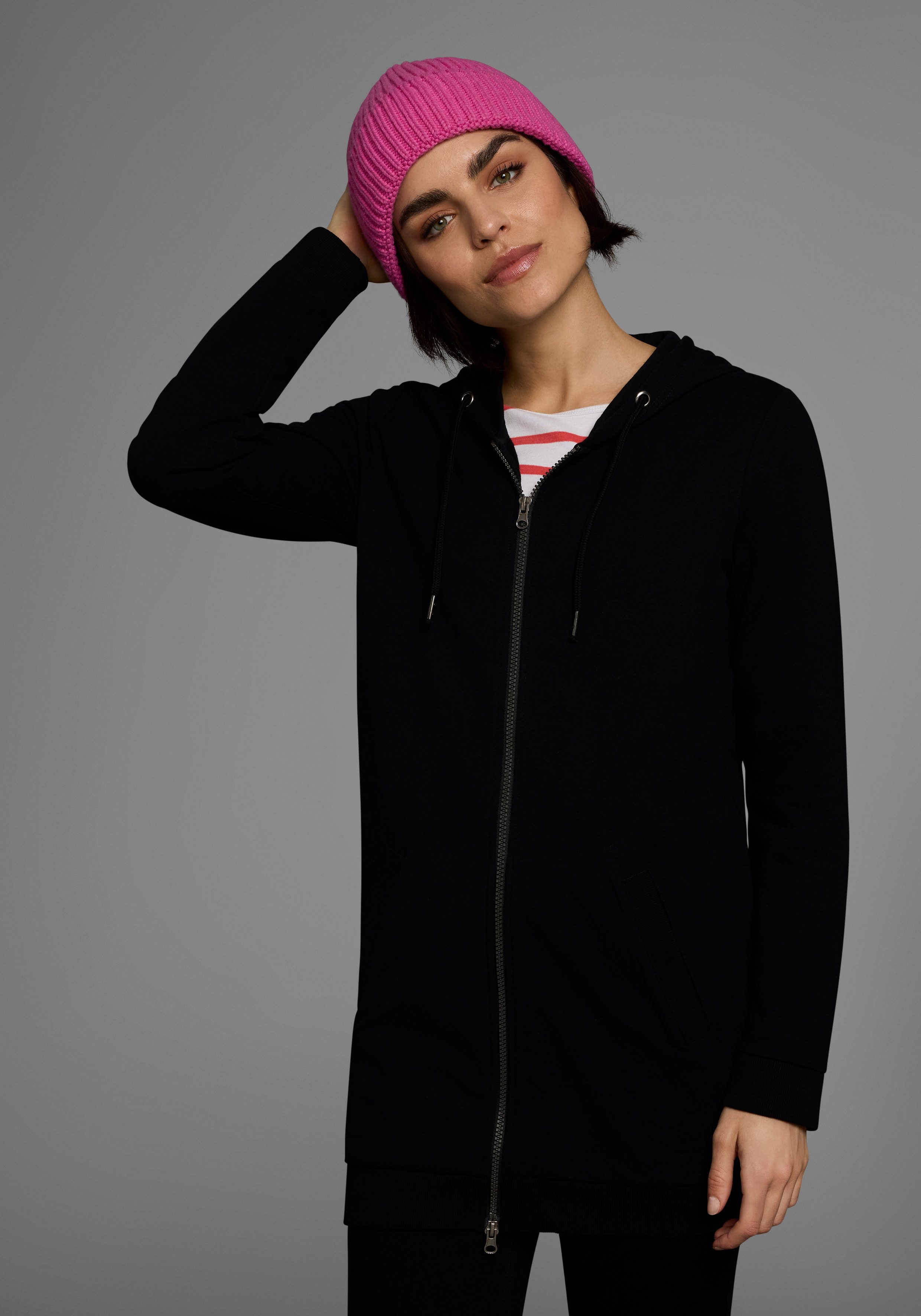 Flashlights Sweatvest in een lang model met een rits