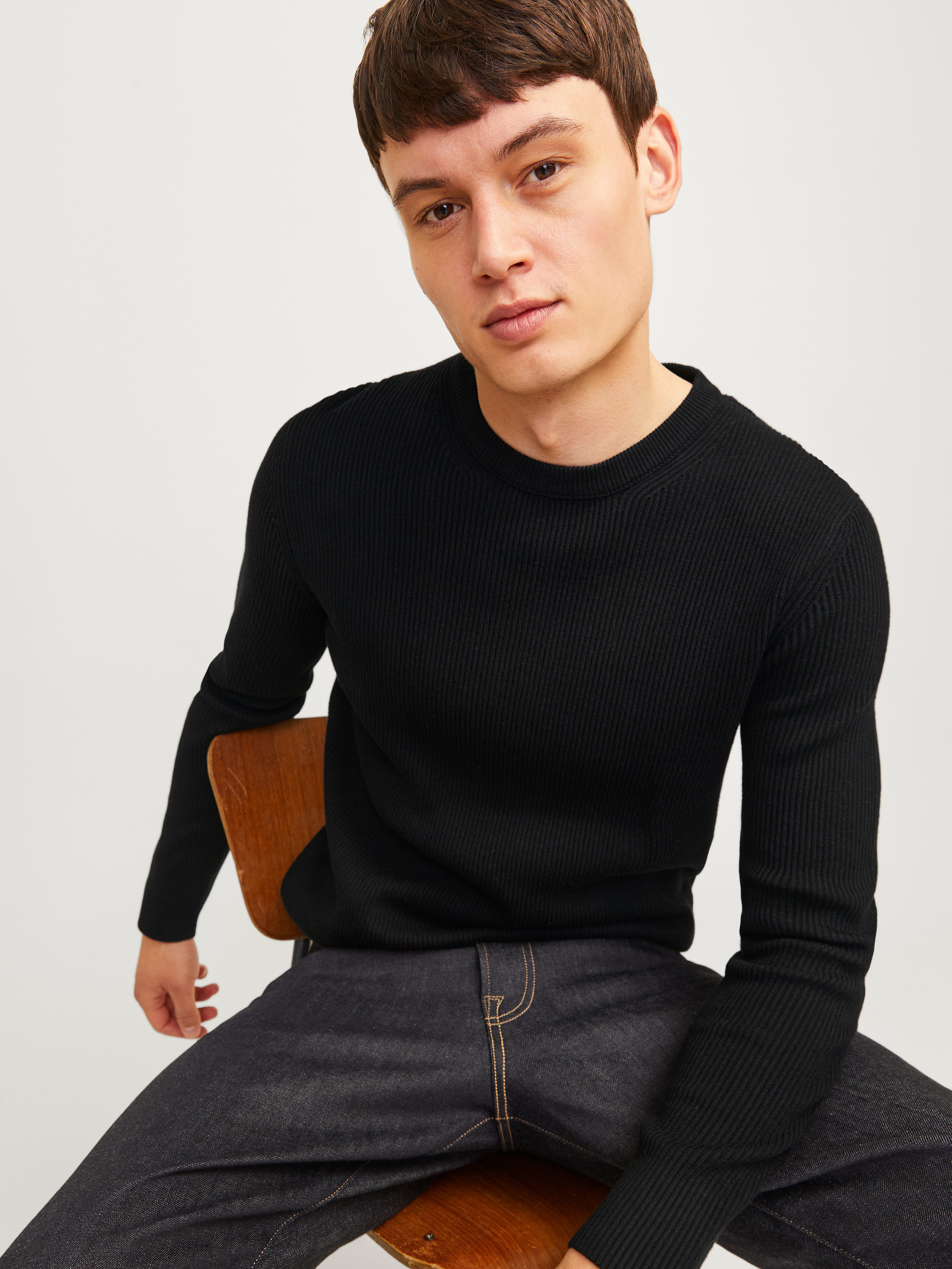 Jack & Jones Trui met ronde hals JJEPERFECT – Trui met onderhoudsvriendelijke kwaliteit, structure fit