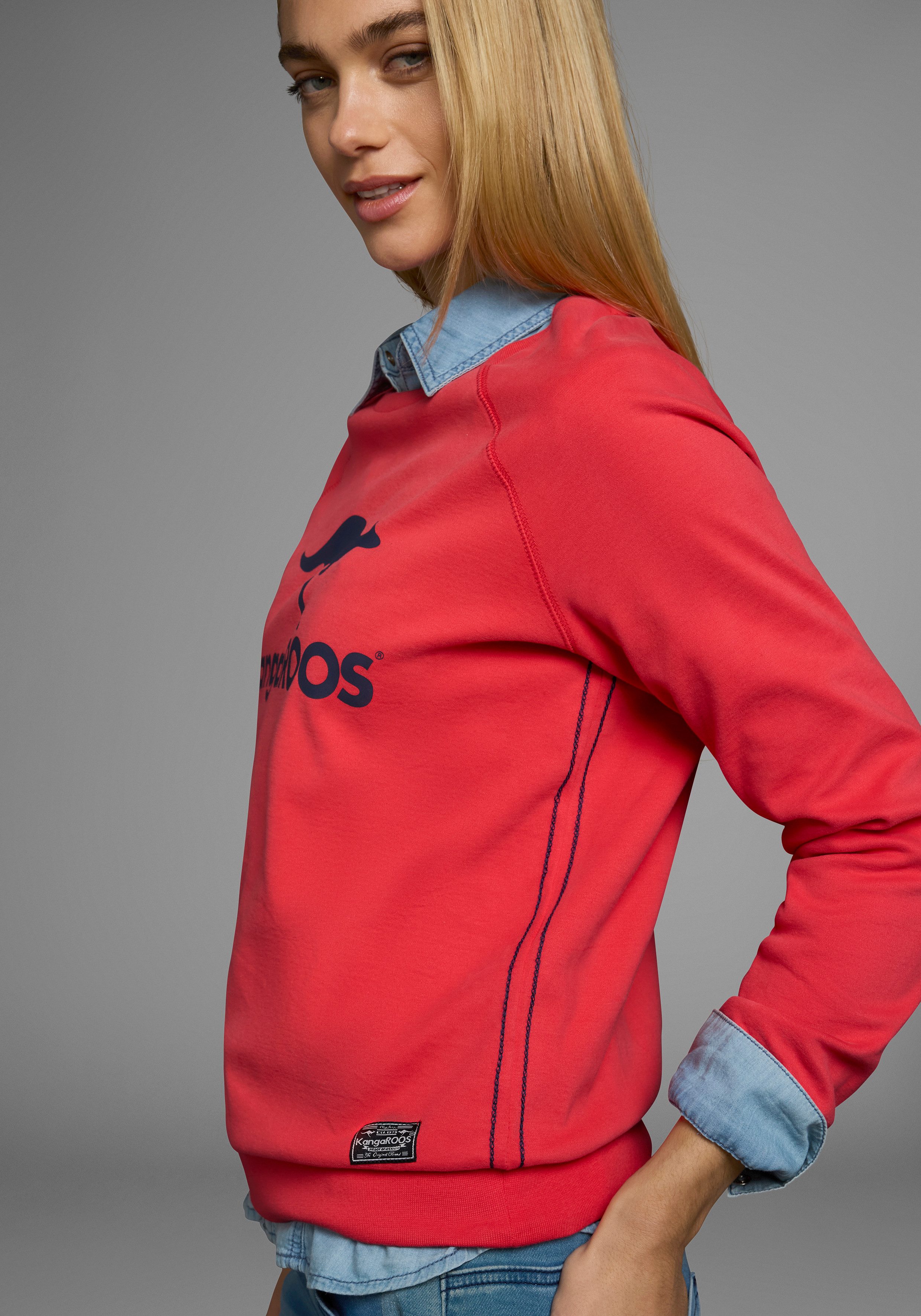 KangaROOS Sweatshirt Lange mouwen, figuurvolgende snit, met print, ronde hals