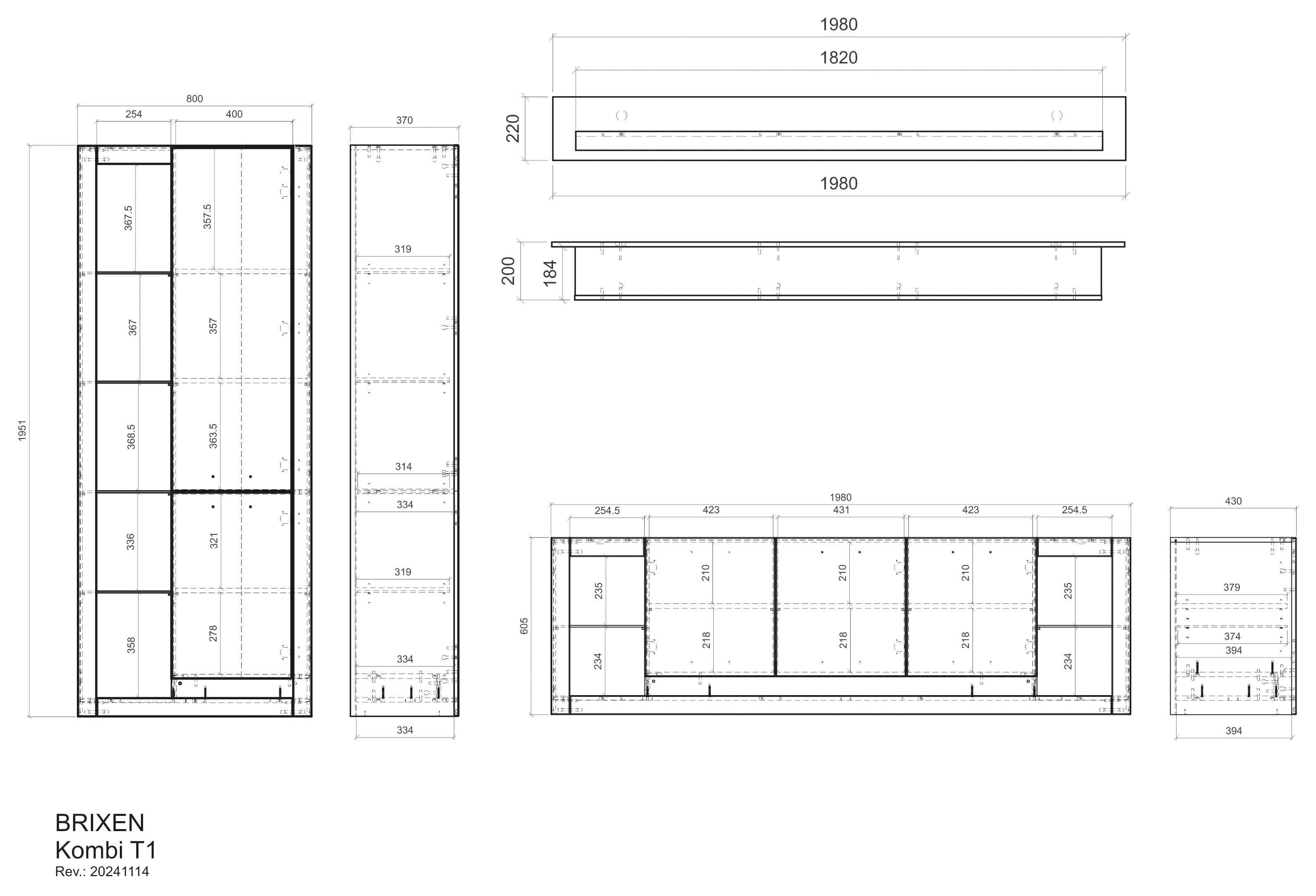 INOSIGN Wandmeubel Brixen, moderne opbouwwand, woonkamer set, eik Evoke decor met wit (set, 3-delig)