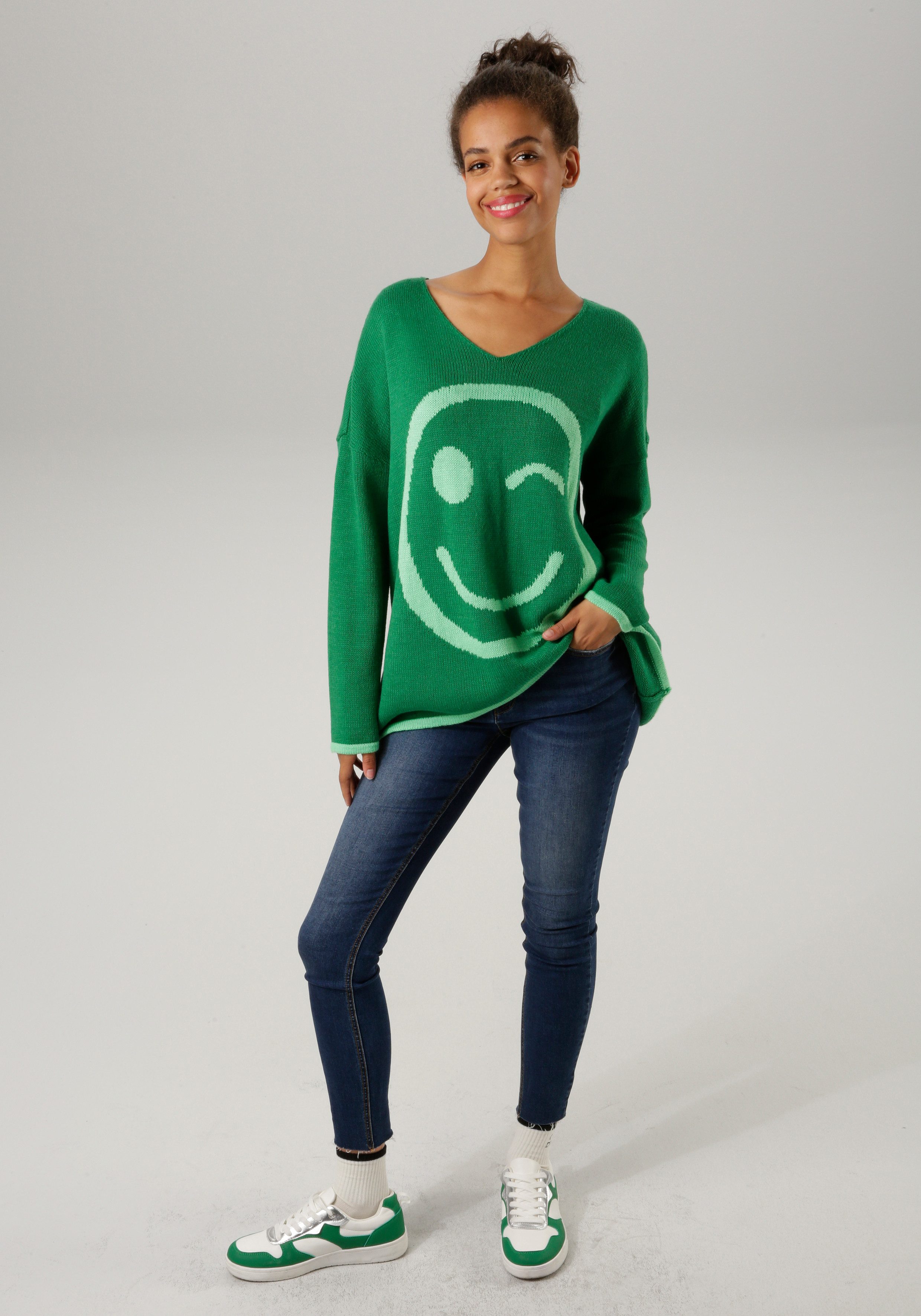 Aniston CASUAL Gebreide trui met gebreid smiley