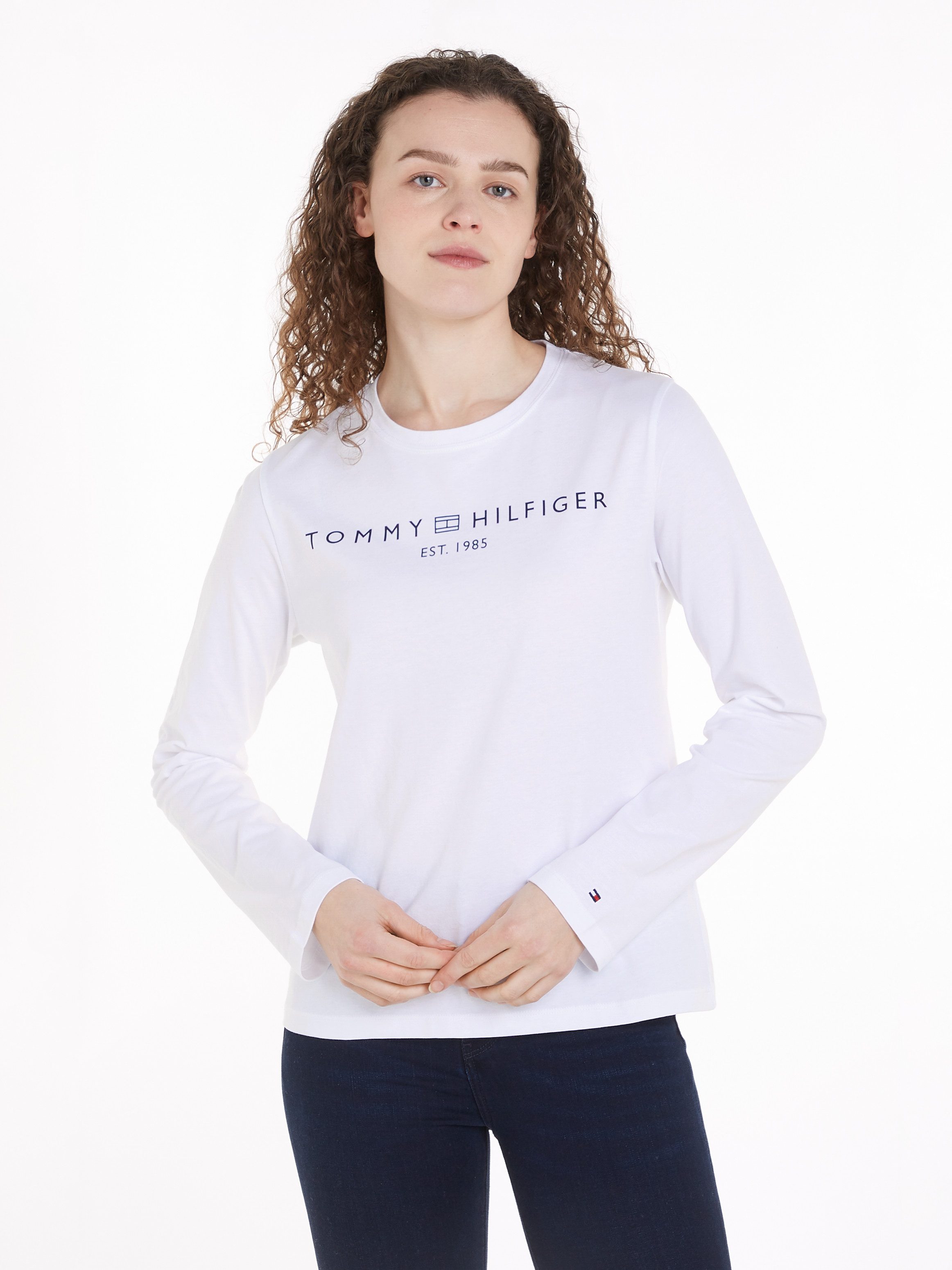 Tommy Hilfiger Shirt met lange mouwen REG CORP LOGO C-NK LS met een logo-opschrift