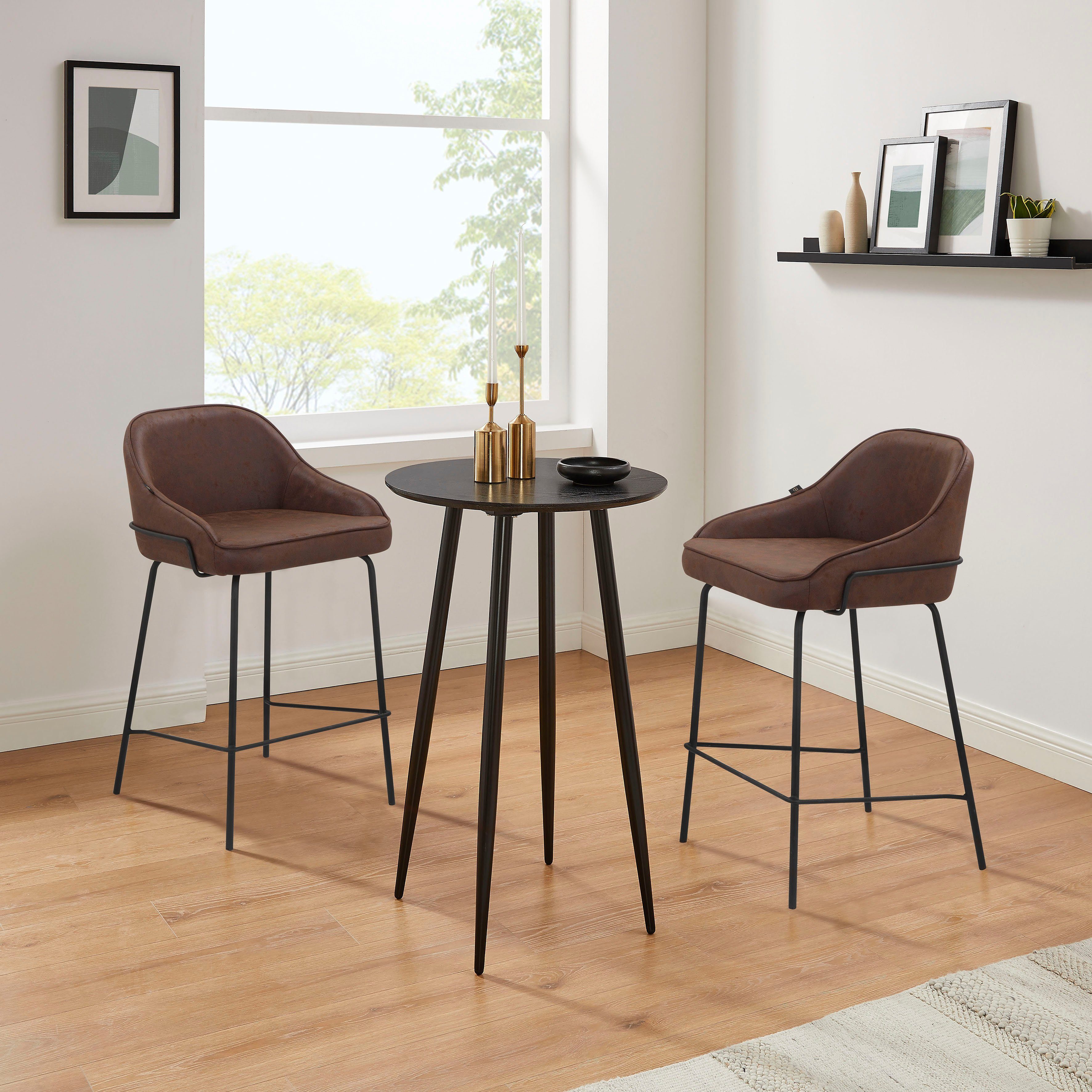 Leonique Stoel met 4 poten Puant met stof van polyester/gerecycled polyester, zithoogte 65 cm (2 stuks)