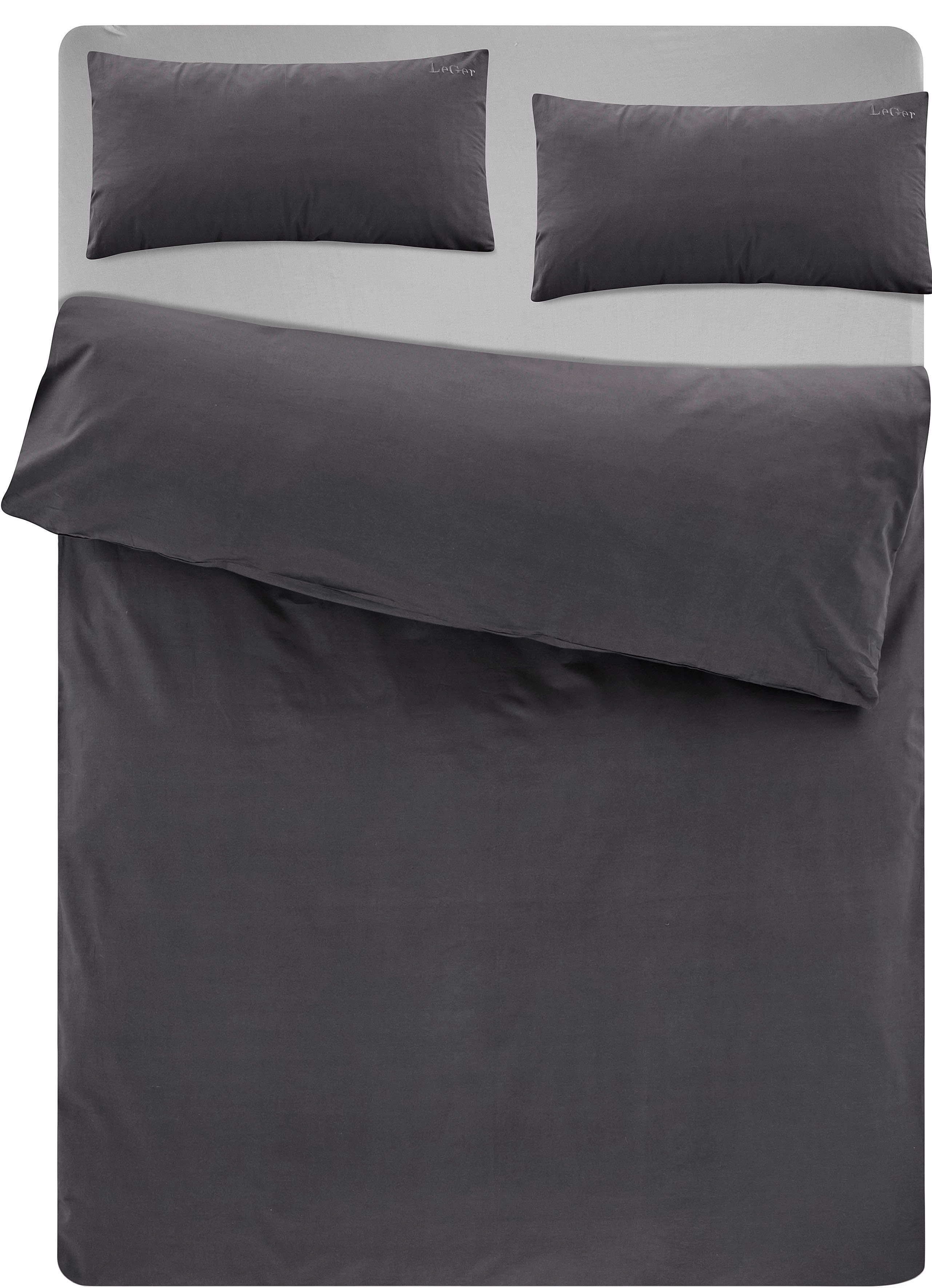 LeGer Home by Lena Gercke Beddengoed Anisa in maat 135x200, 155x220 cm of 200x200 Dekbedovertrek van katoen, unikleurige dekbedovertrek met ritssluiting