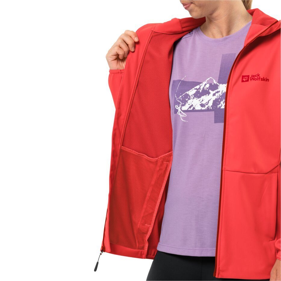 Jack Wolfskin Softshell-jack FELDBERG HOODY W Capuchon: vast verbonden met de jas