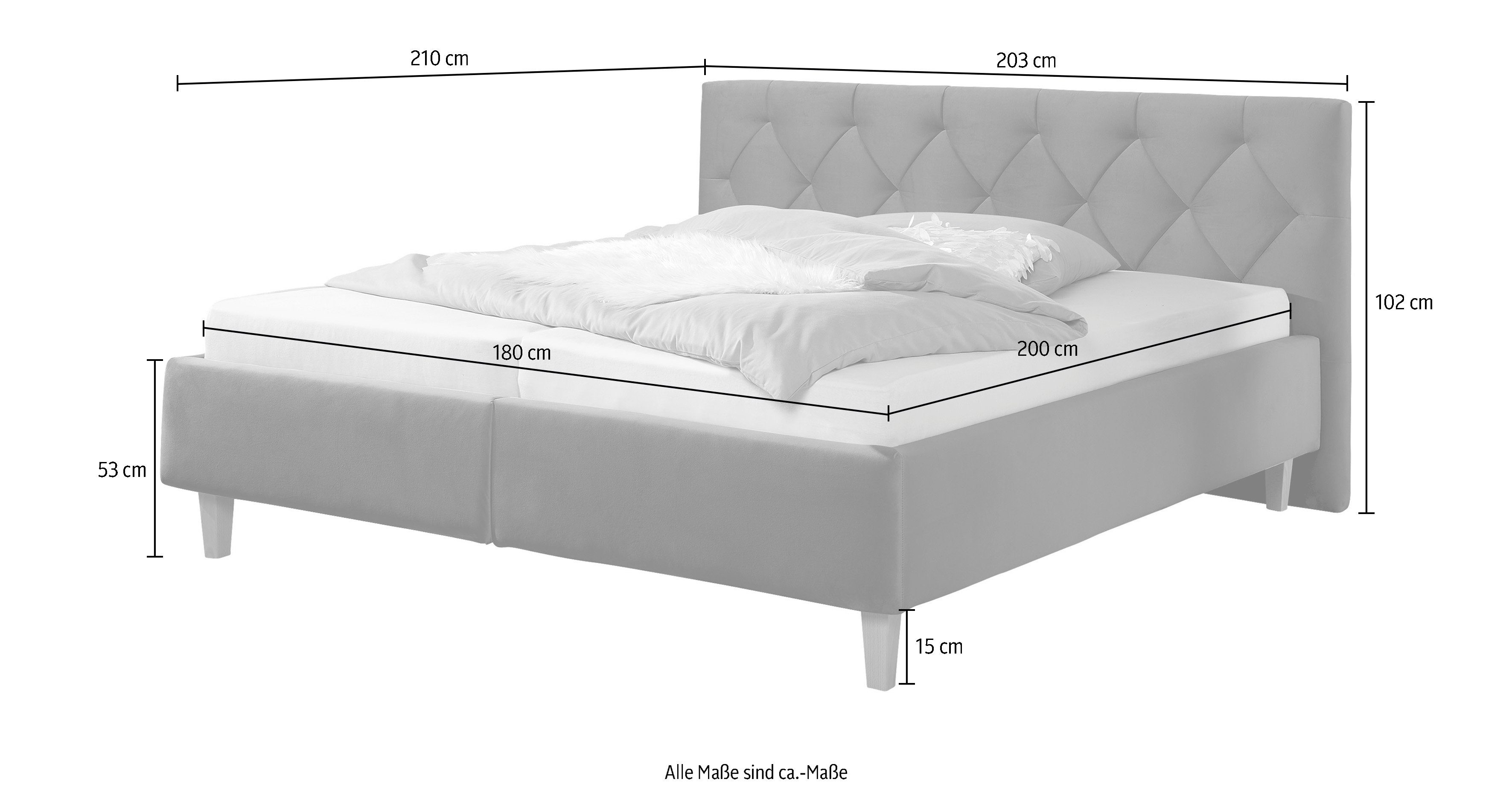 Guido Maria Kretschmer Home&Living Gestoffeerd bed Sunley 100 Kruisstiksel, hoofdbordhoogte 102 cm, zonder of met matras/lattenbodem