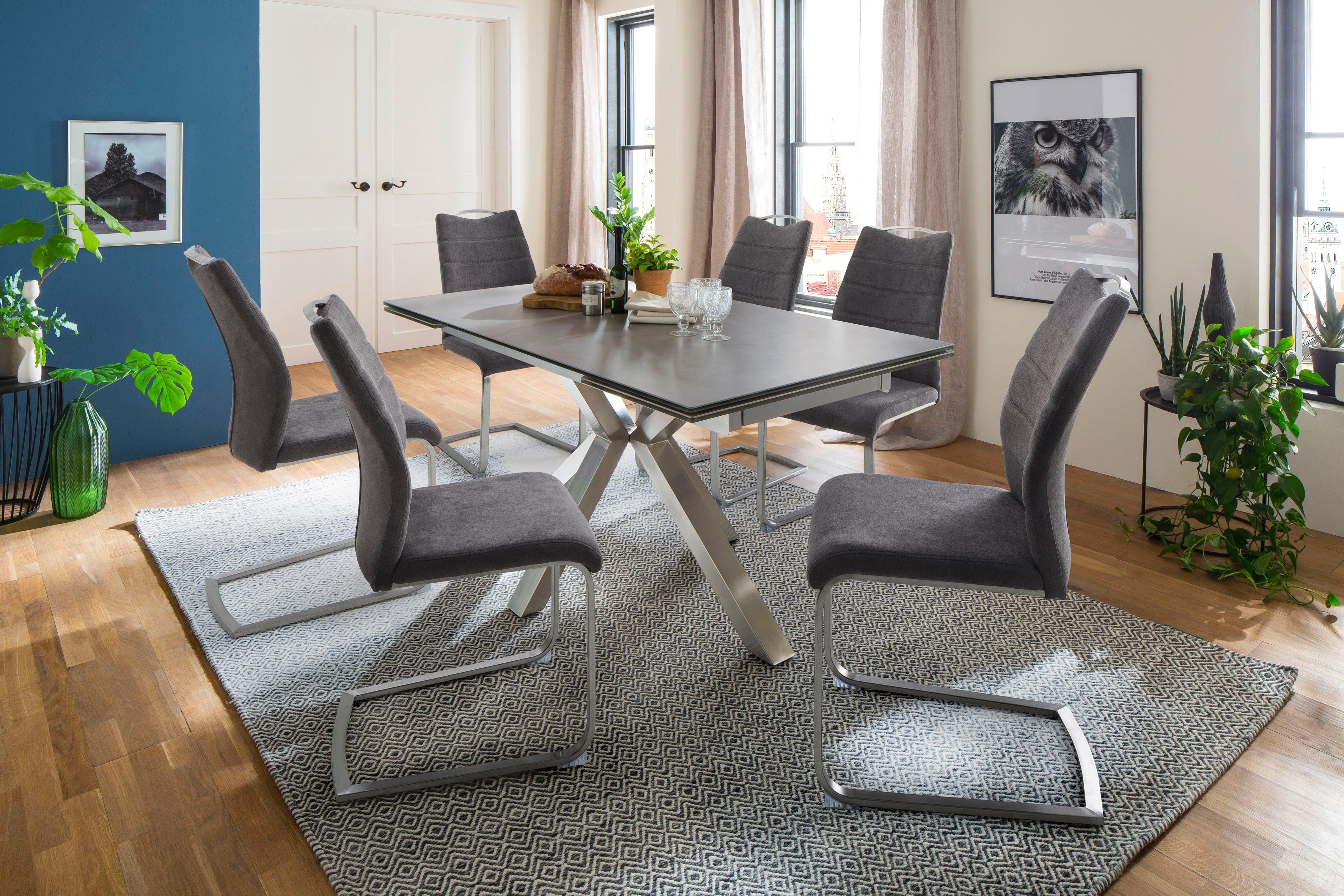 MCA furniture Eettafel Nagano Eettafel glas-keramiek met uittrekbaar deel aan de kopse kant