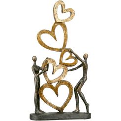 casablanca by gilde decoratief figuur sculptuur hart op hart, goud-zwart decoratief object, hoogte 41, woonkamer (1 stuk) goud
