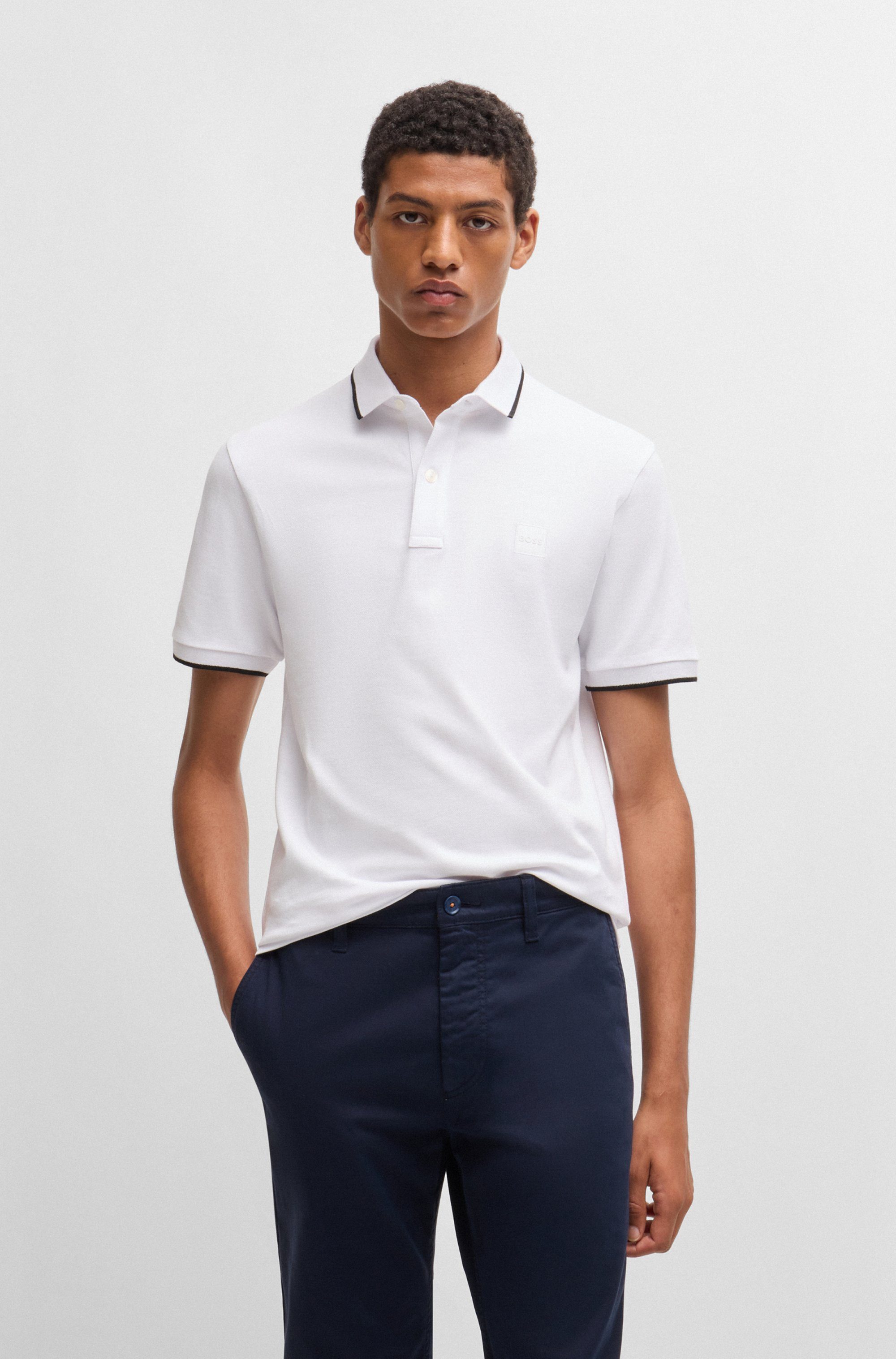 Boss Orange Poloshirt Passertip met boss badge