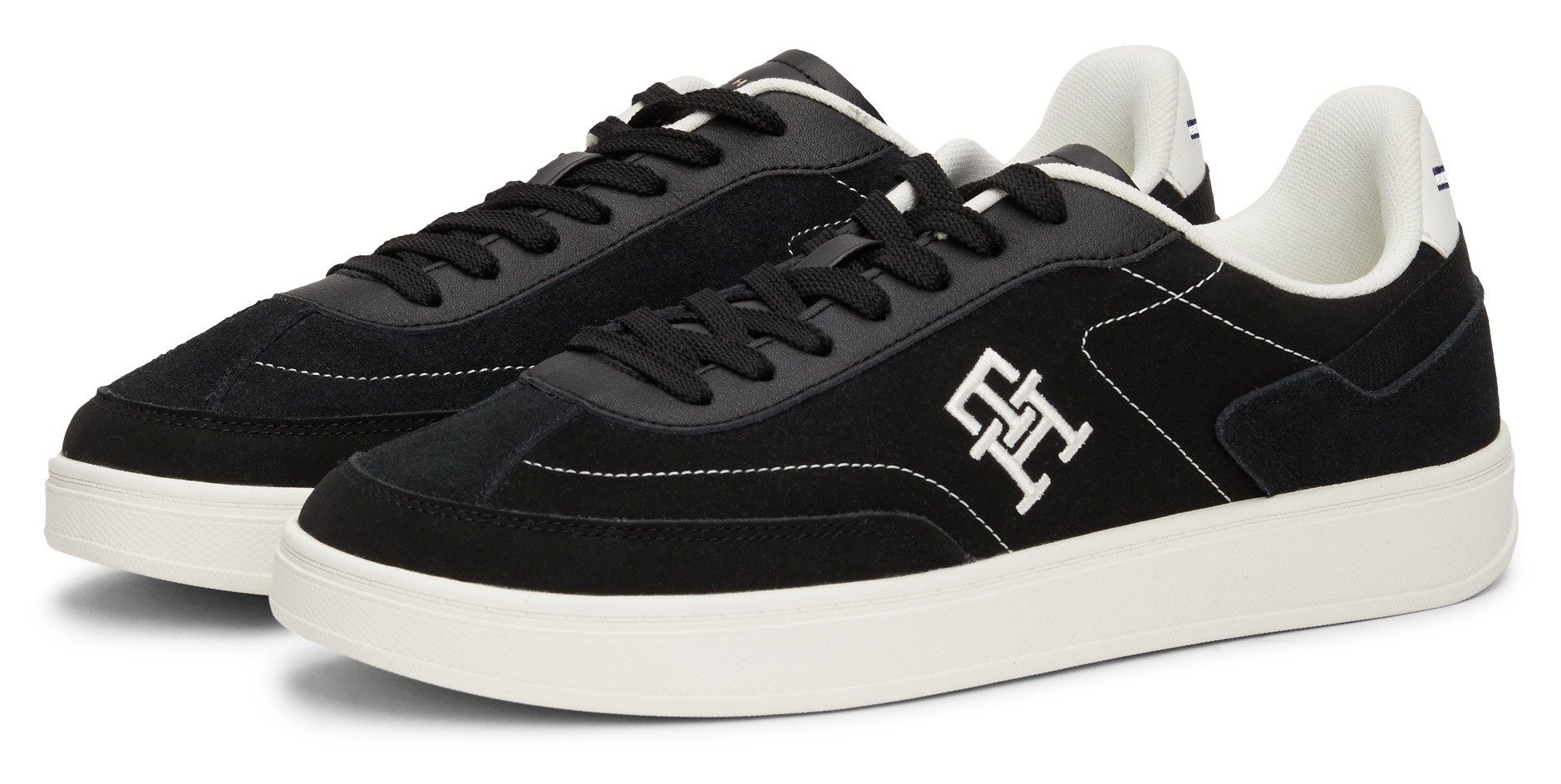 Tommy Hilfiger Plateausneakers TH HERITAGE COURT SNEAKER SDE , vrijetijdsschoen, lage schoen, veterschoen met zijlijk th-logo
