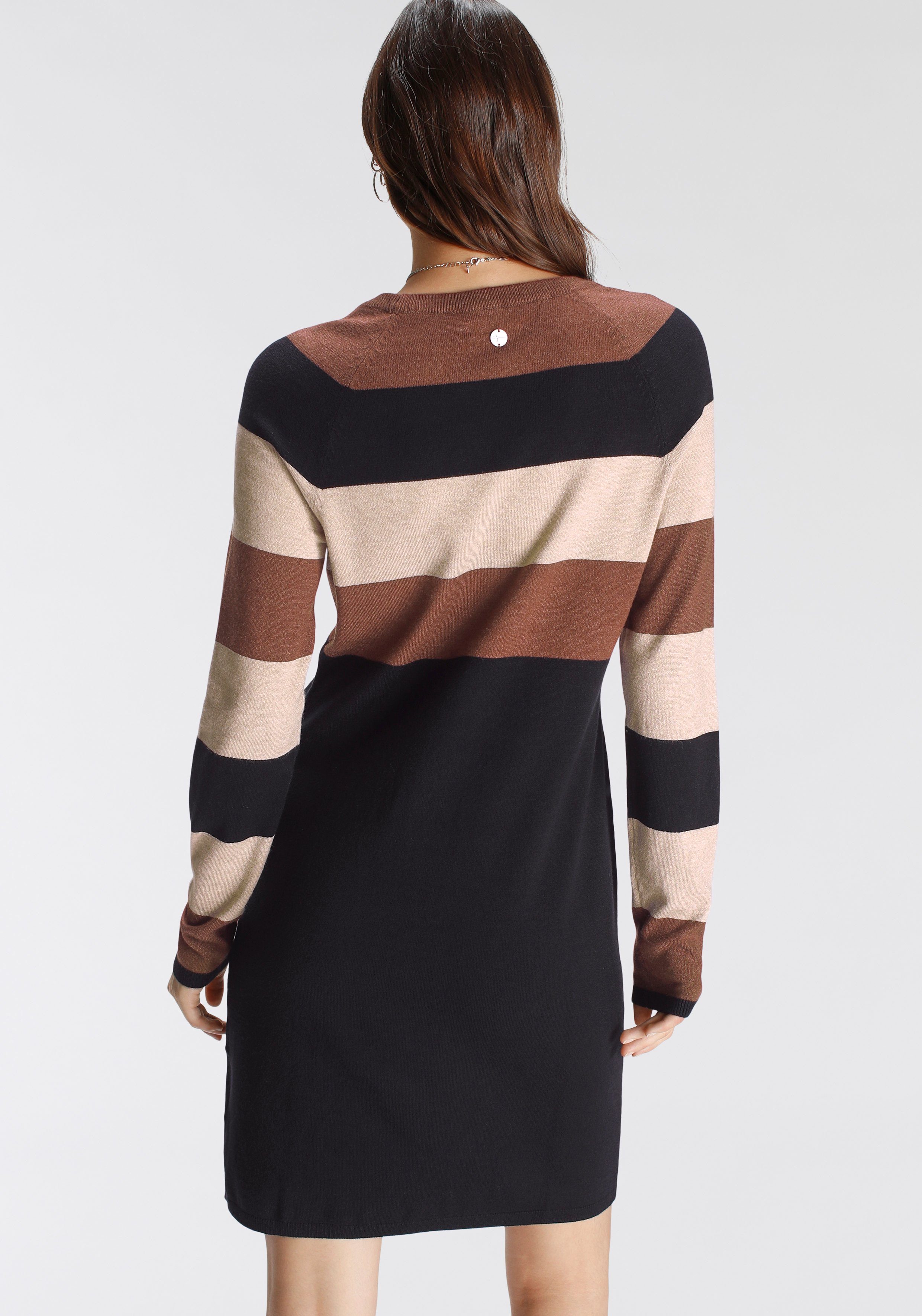 Tamaris Gebreide jurk casual look, van katoenmix, lange mouwen