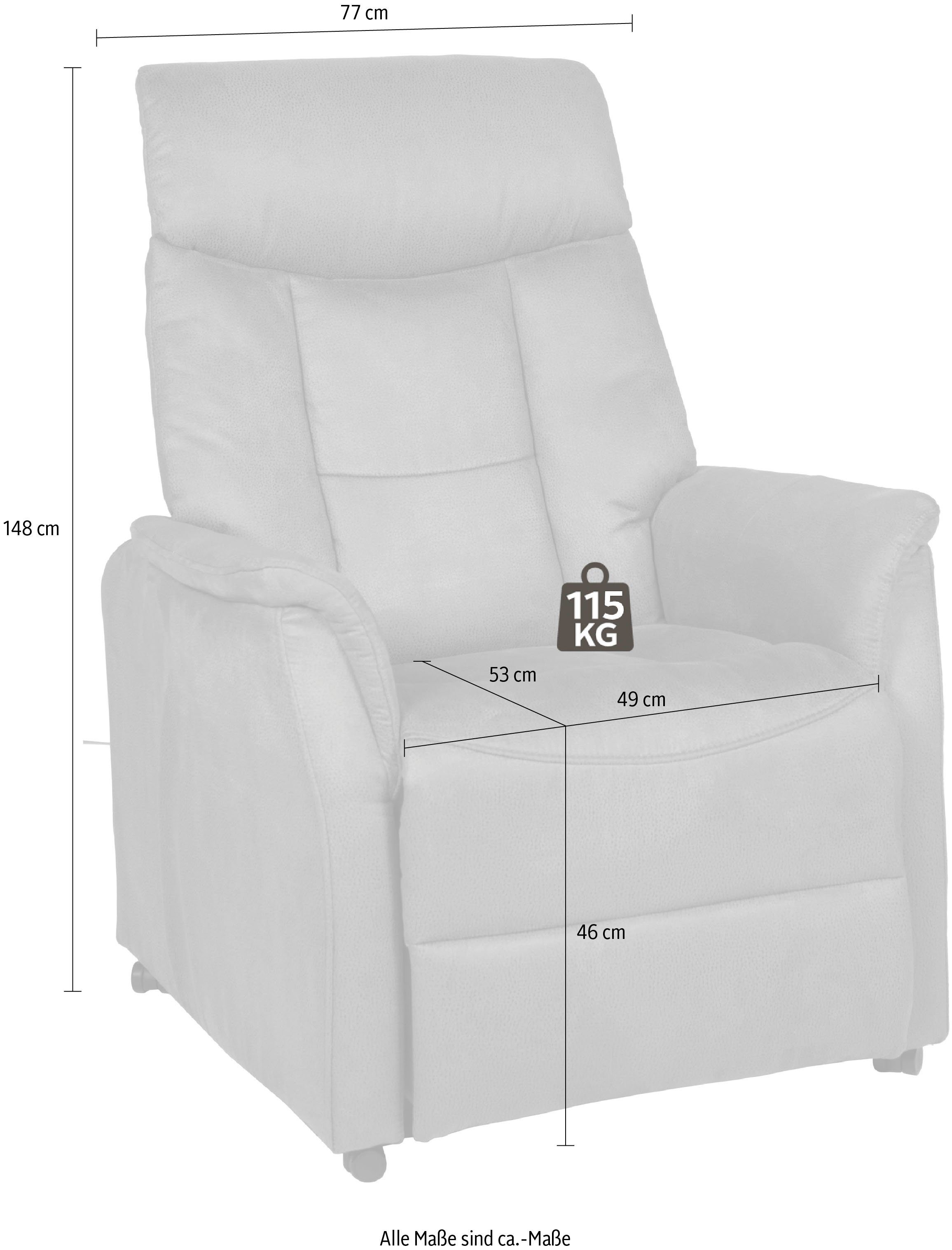 Duo Collection Relaxfauteuil Sorrent met instelbare stoelverwarming, elektrische opstahulp Relaxfunctie en pocketveren binnenvering met stalen nosagvering