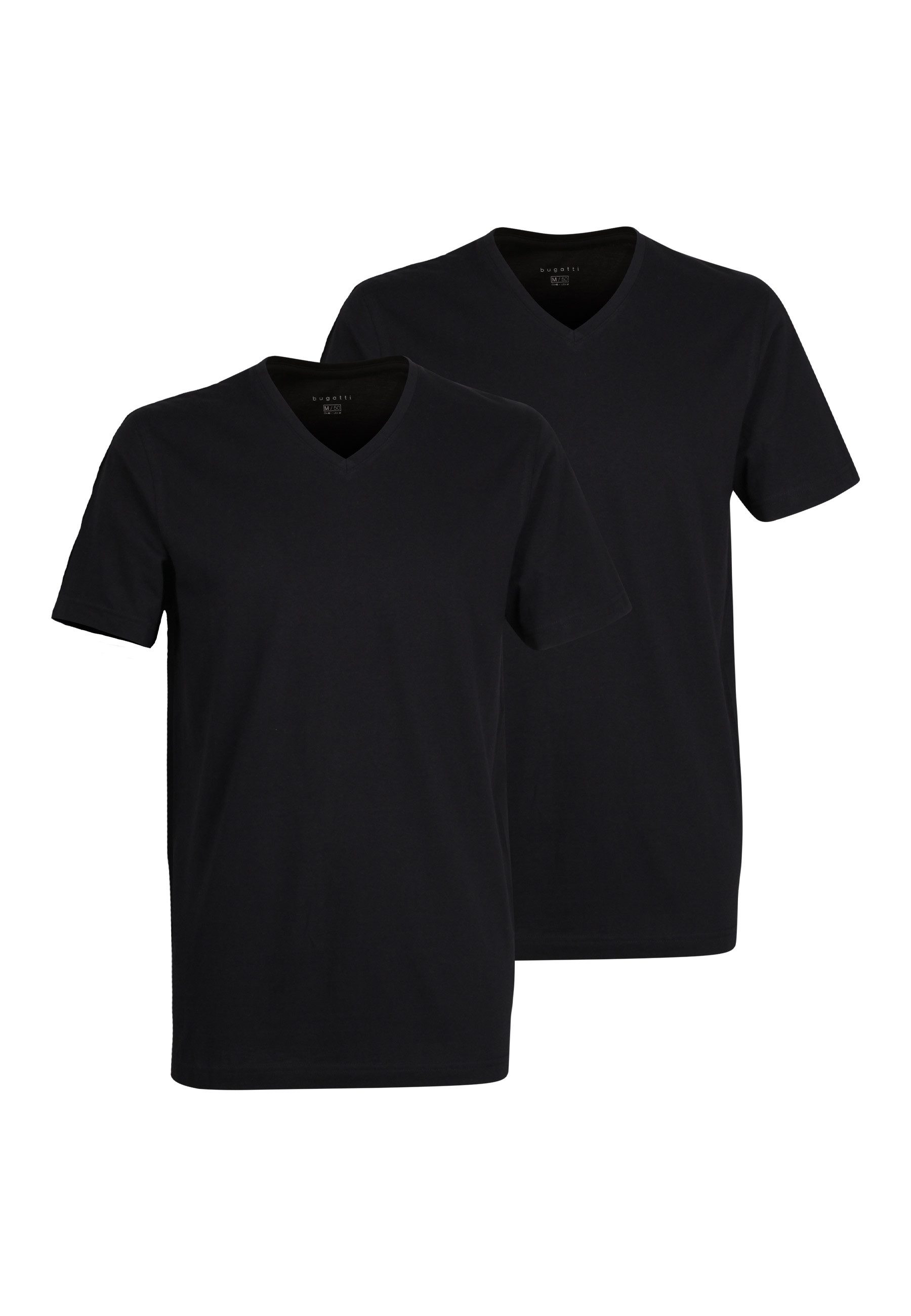 bugatti T-shirt BUGATTI heren T-shirt effen 2-pack (Set van 2) heren t-shirts maat 54 zwart