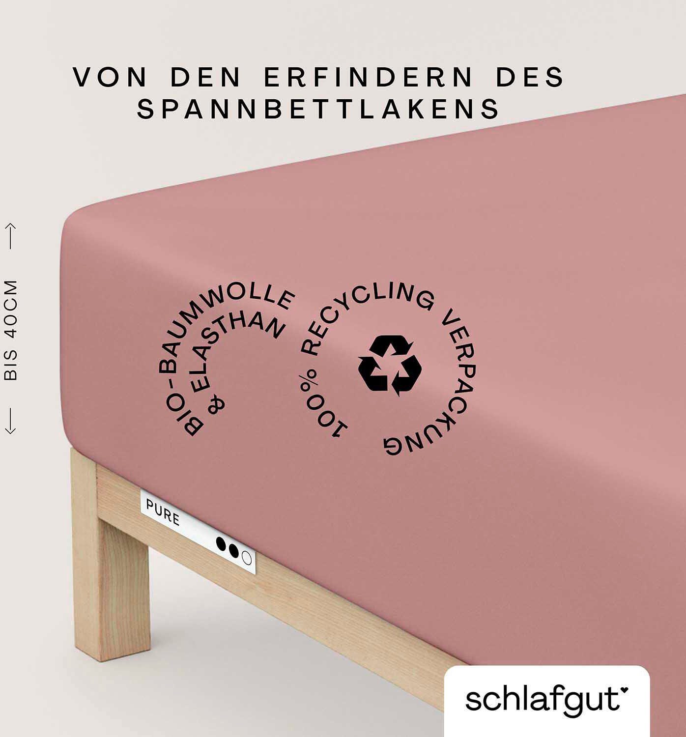 Schlafgut Hoeslaken PURE BOXSPRING in maat 90x200, 140x200 of 180x200, voor boxspringbed (1 stuk) hoeslakens roze
