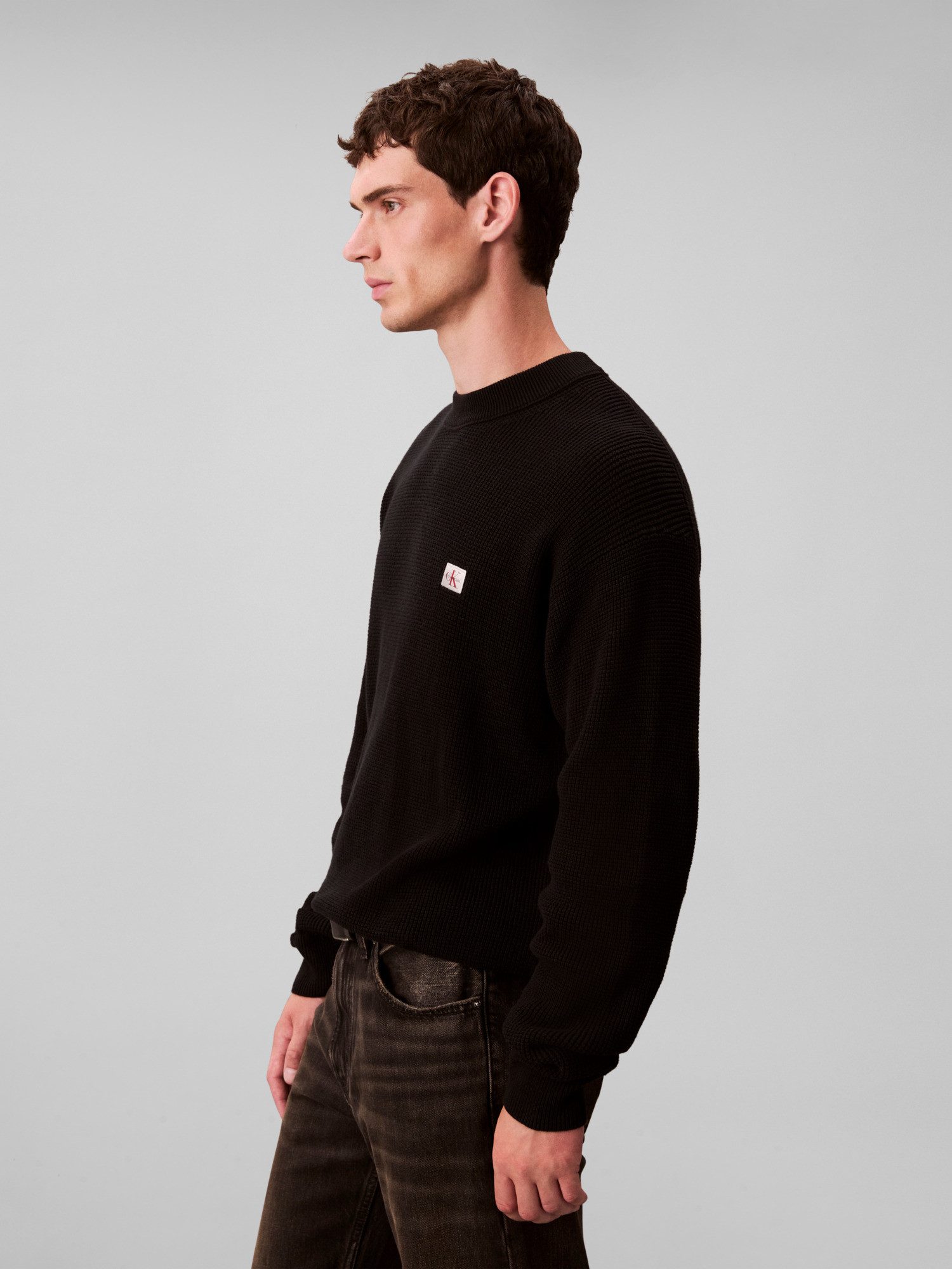 Calvin Klein Trui met ronde hals LS EZ COTTON WAFFLE CRWNK SWTR 9