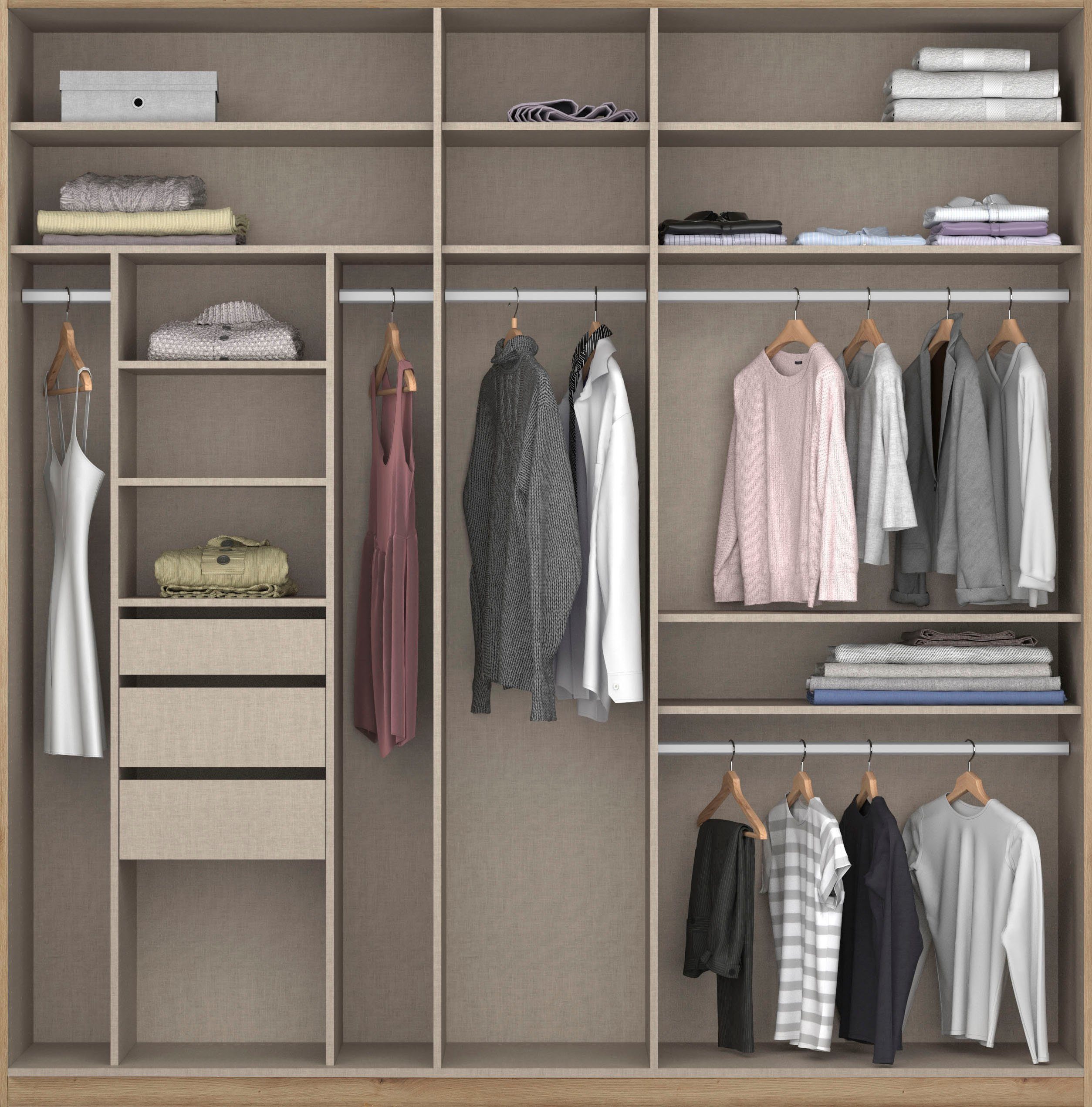 rauch Draaideurkast Kledingkast kast garderobe TOPSELLER OTELI incl. binnenindeling met 3 binnenlades extra planken optioneel met spiegel made in germany