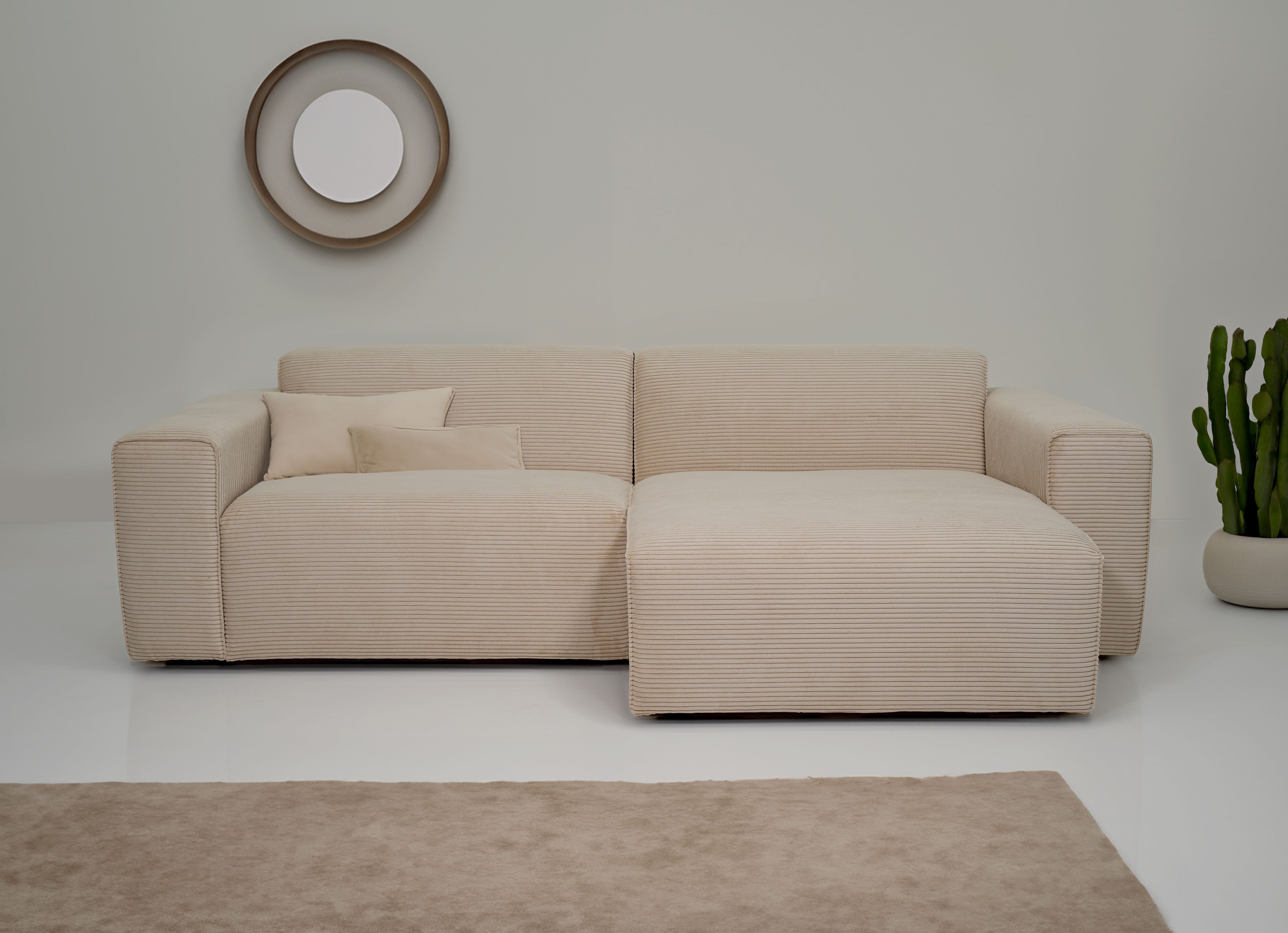 INOSIGN Hoekbank Clayton in een trendy ribfluwelen bekleding, diverse combinaties mogelijk beige, hoekbanken, Recamiere rechts