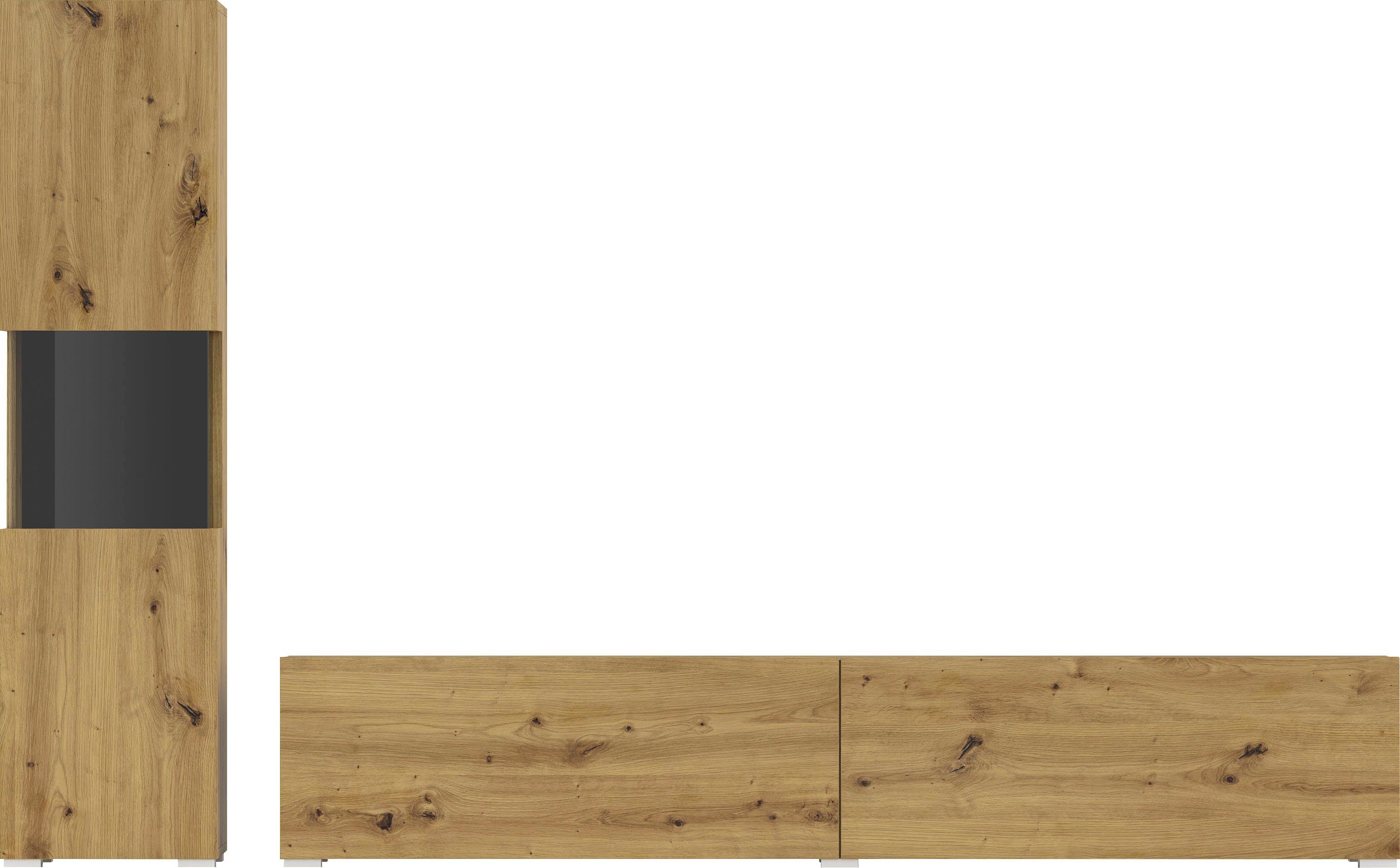 INOSIGN Wandmeubel Ava, woonkamer-set hangend/staand te monteren, vitrinekast, lowboard