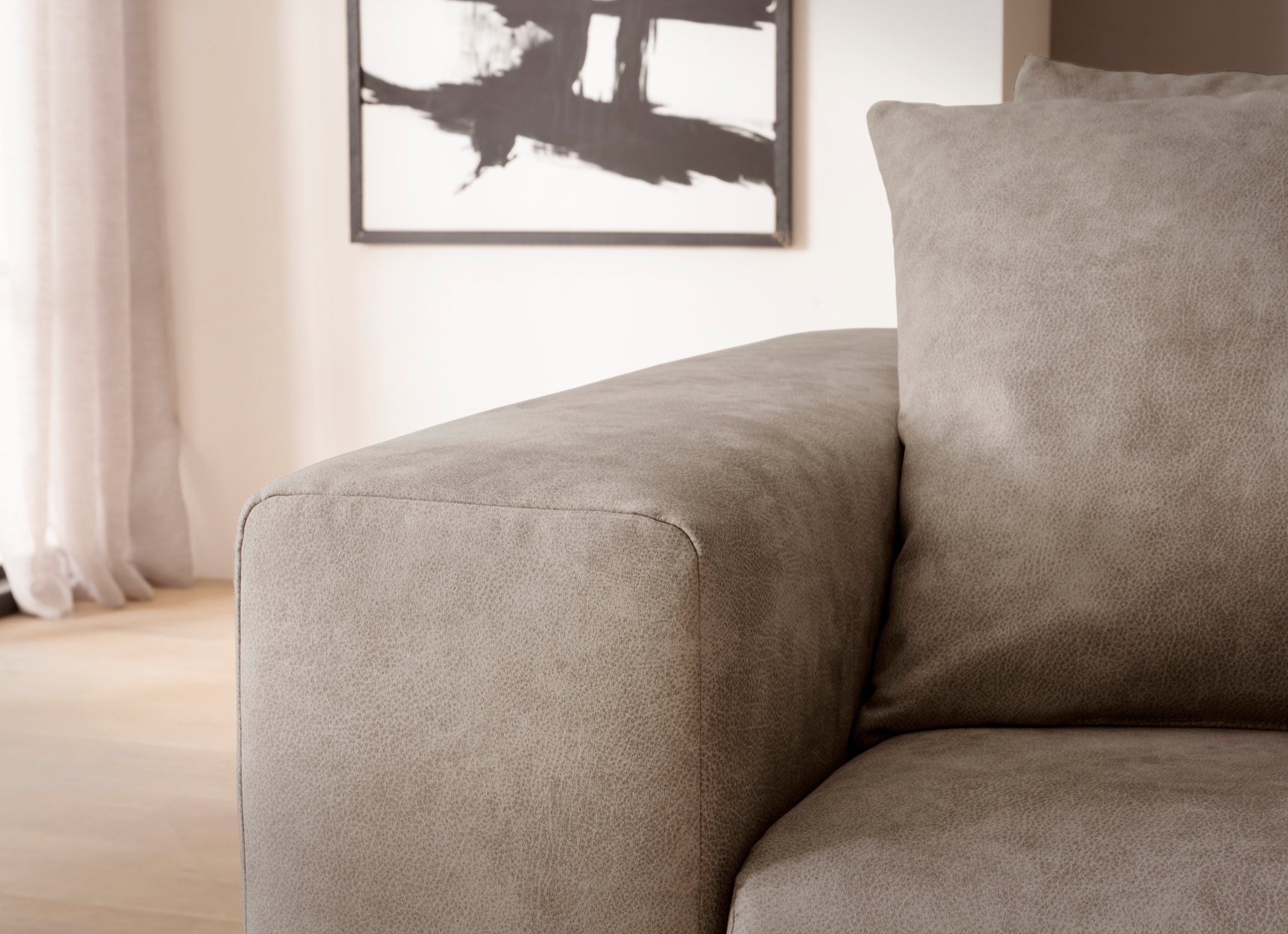 andas 3-zitsbank SLEETLAND XXL in fluweel of vintage lederlook