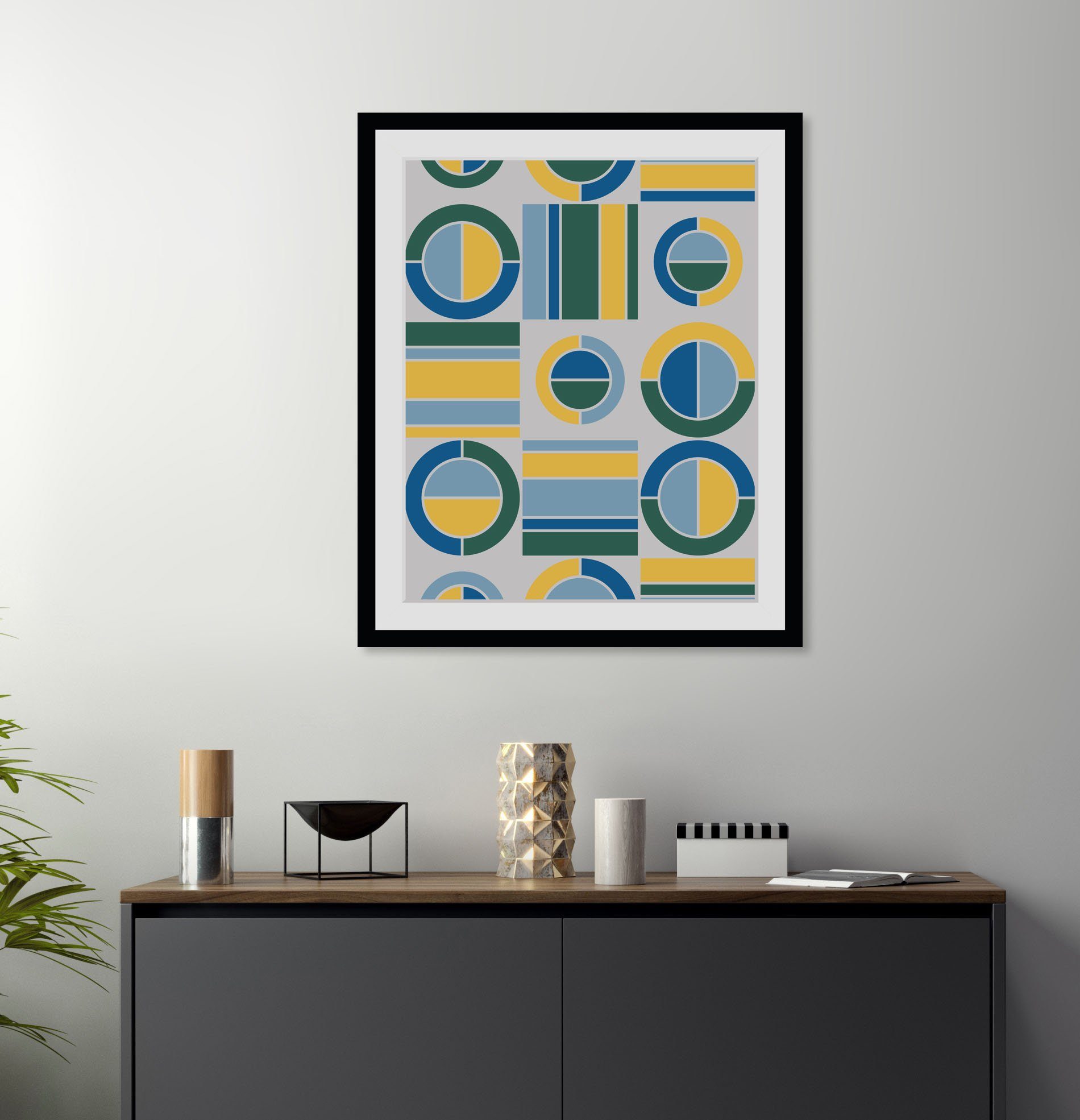 queence Wanddecoratie Rüdiger HD premium posterdruk incl. houten lijst (1 stuk) schilderijen maat 50 cm x 70 cm multicolor