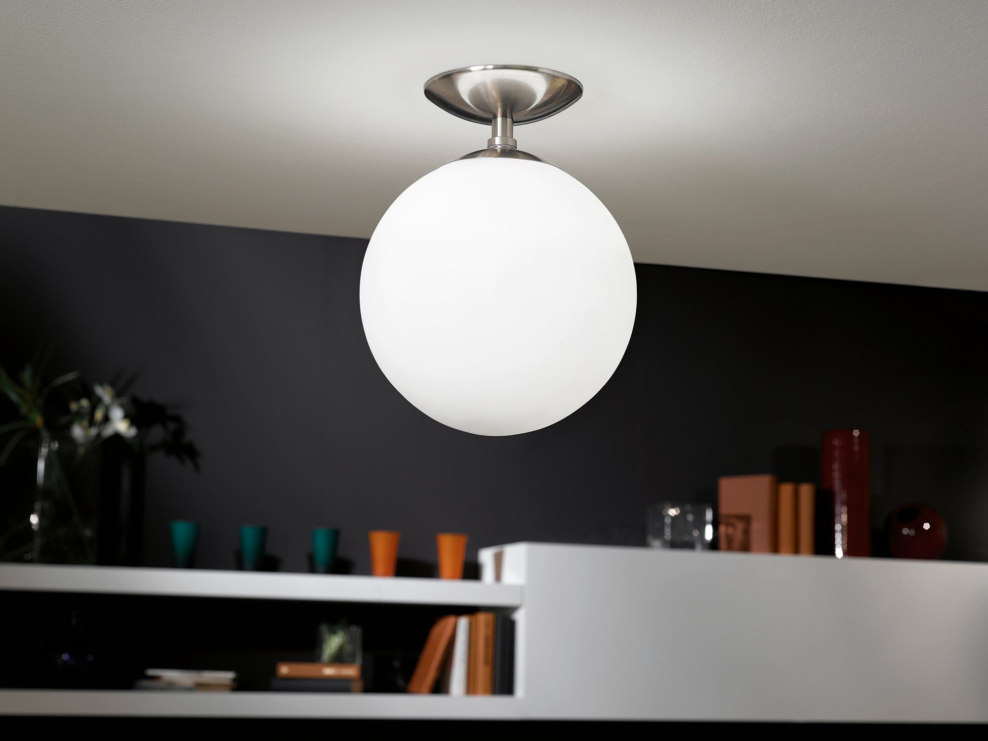 EGLO Plafondlamp RONDO Plafondlamp, staal en glas, E27, IP20, woonkamerlamp, lamp
