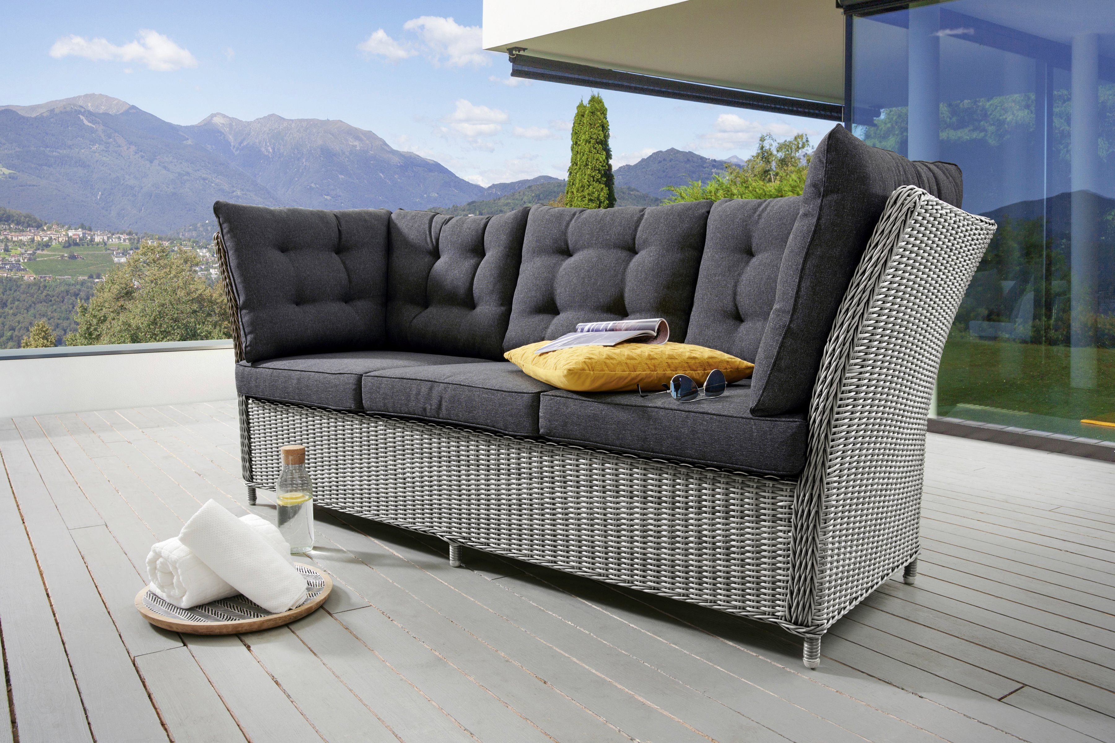 Destiny Loungebank Palma Aluminium, polyrattan, 3-zits bank, incl. kussens