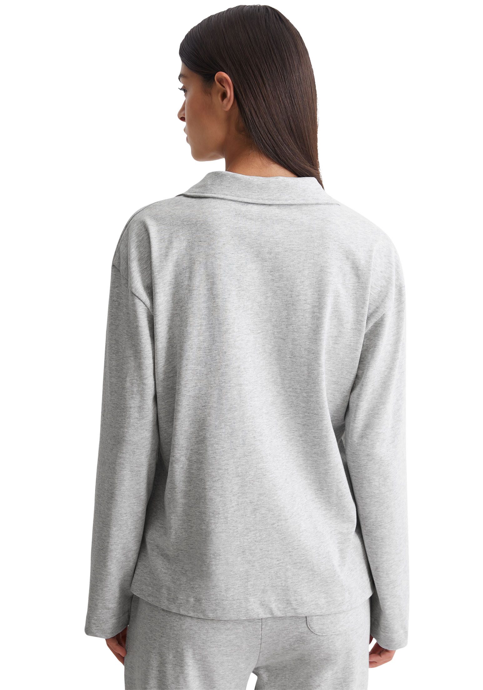 Marc O'Polo Poloshirt met lange mouwen Heavy Jersey-Woven met sportief kraagontwerp