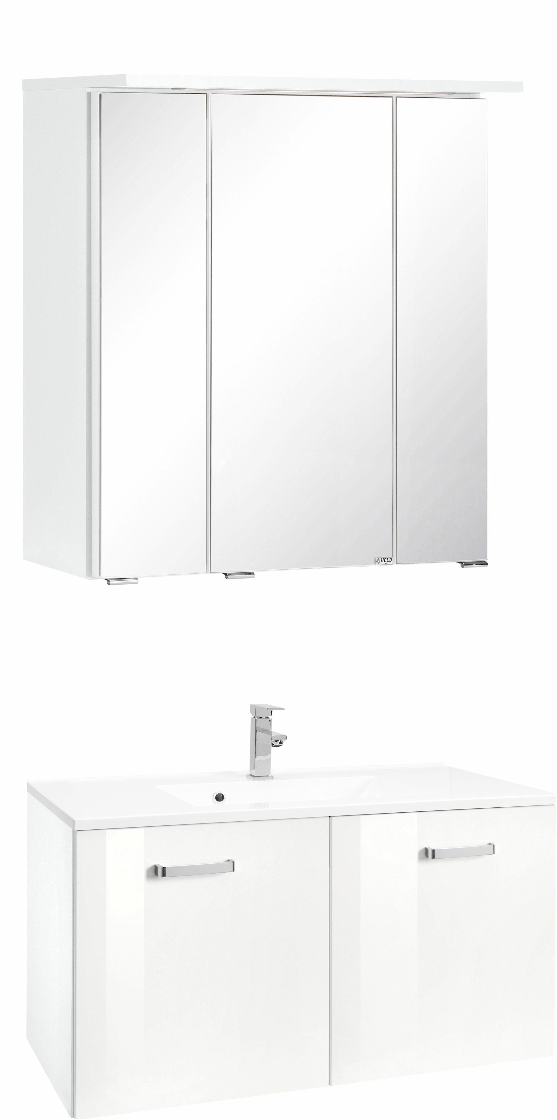 welltime Badkamerserie Ravenna Breedte 80 cm, badkamer-onderkast met 2 deuren (2-delig) badmeubelsets wit