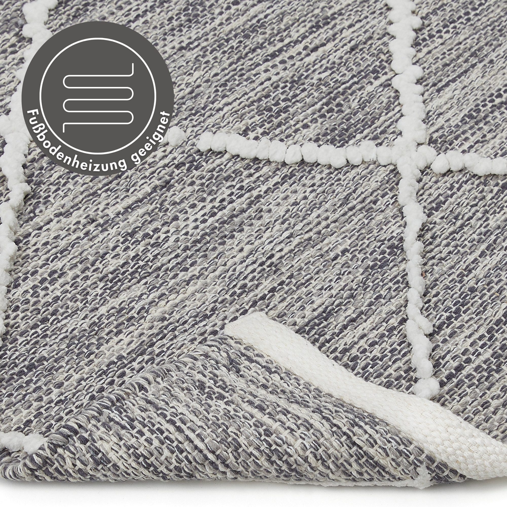 LUXOR living Vloerkleed Pantin Handgeweven, platweefsel, puur katoen, met de hand geweven, geruit design