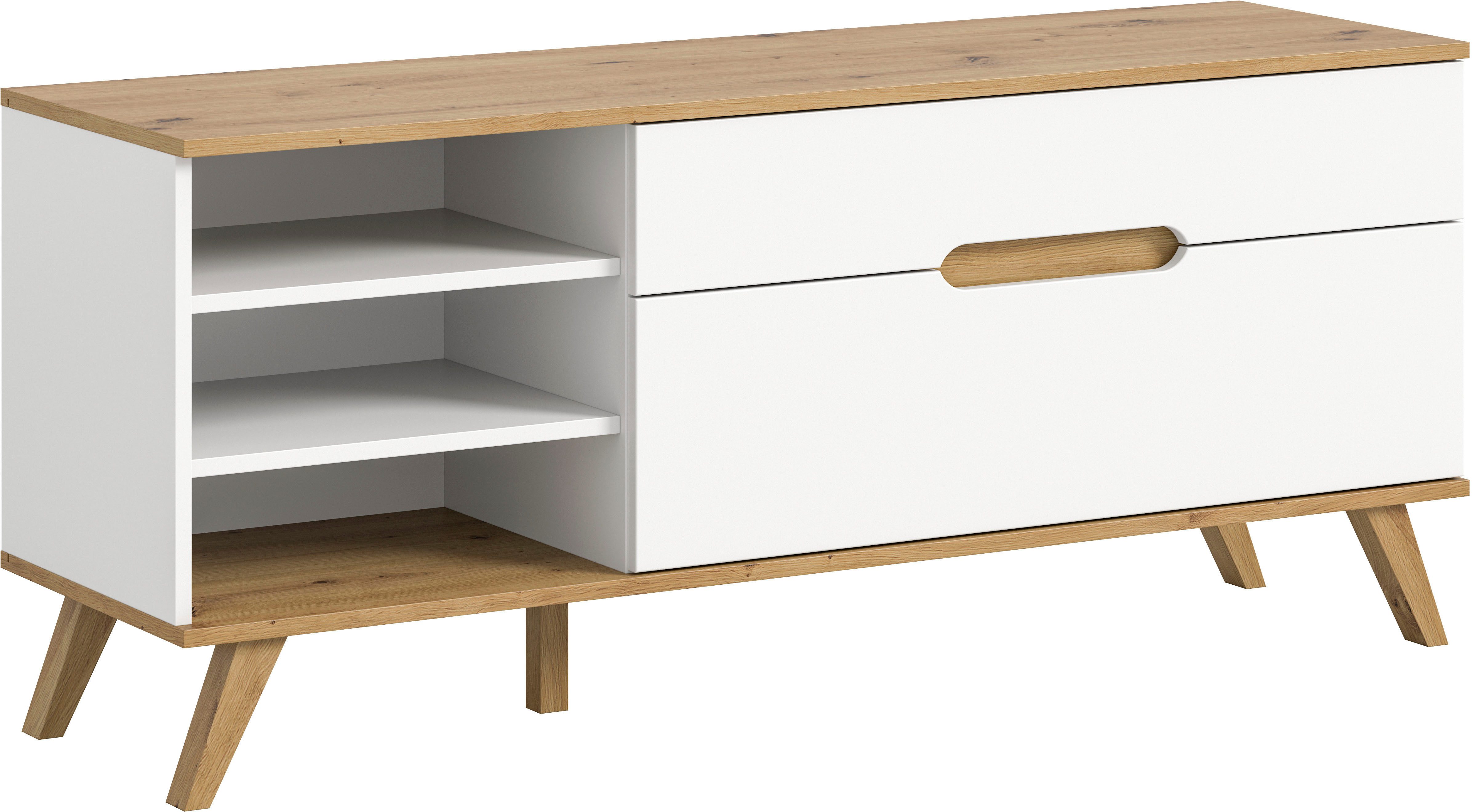 Home affaire Tv-meubel Alesund, Breedte 140 cm, 1 Deurtje, 1 Lade, conische voet Scandi-look, TV-meubelen, TV-kast, TV-lowboard, mediaboard, woonmeubelen