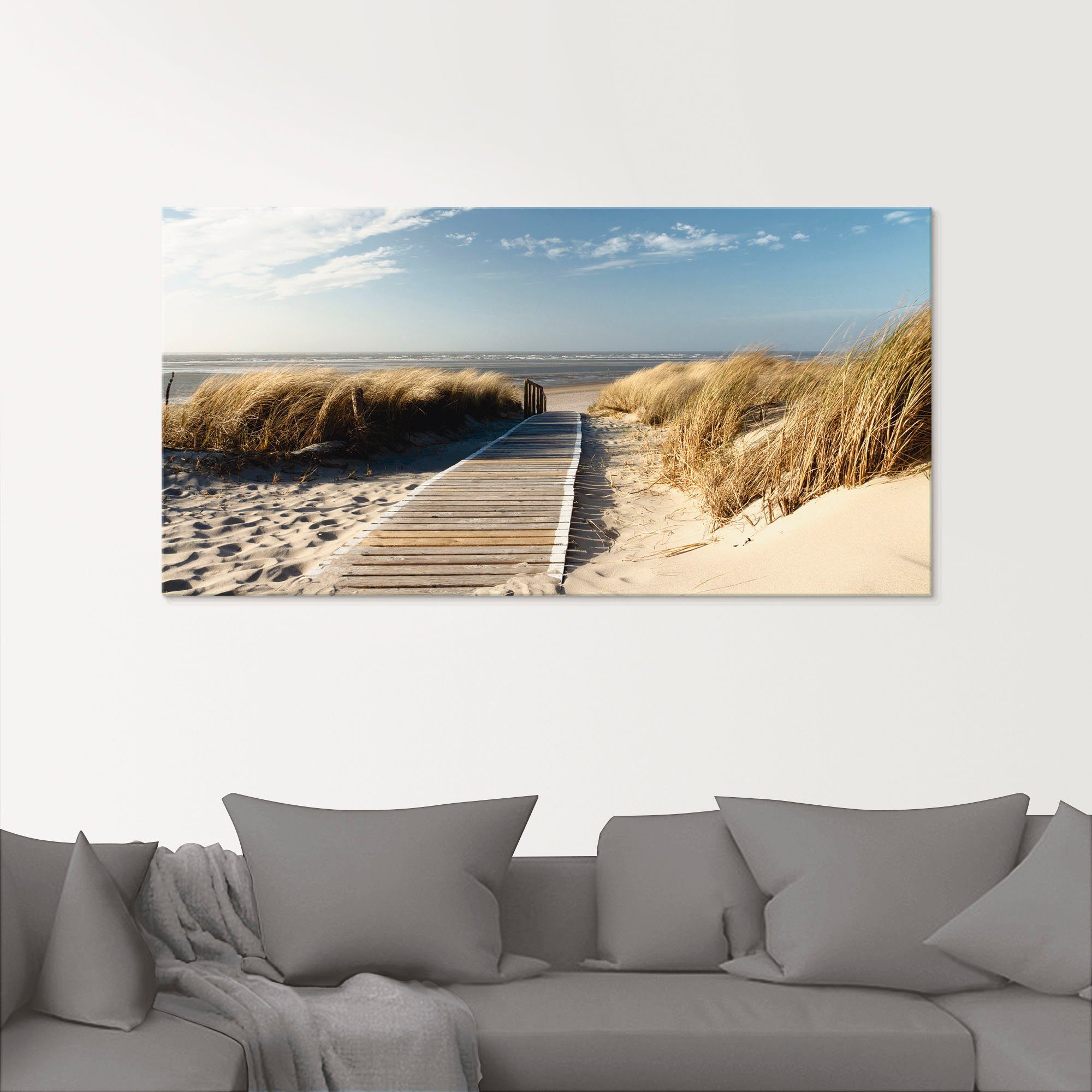 Artland Print op glas Noordzeestrand op Langeoog - pier