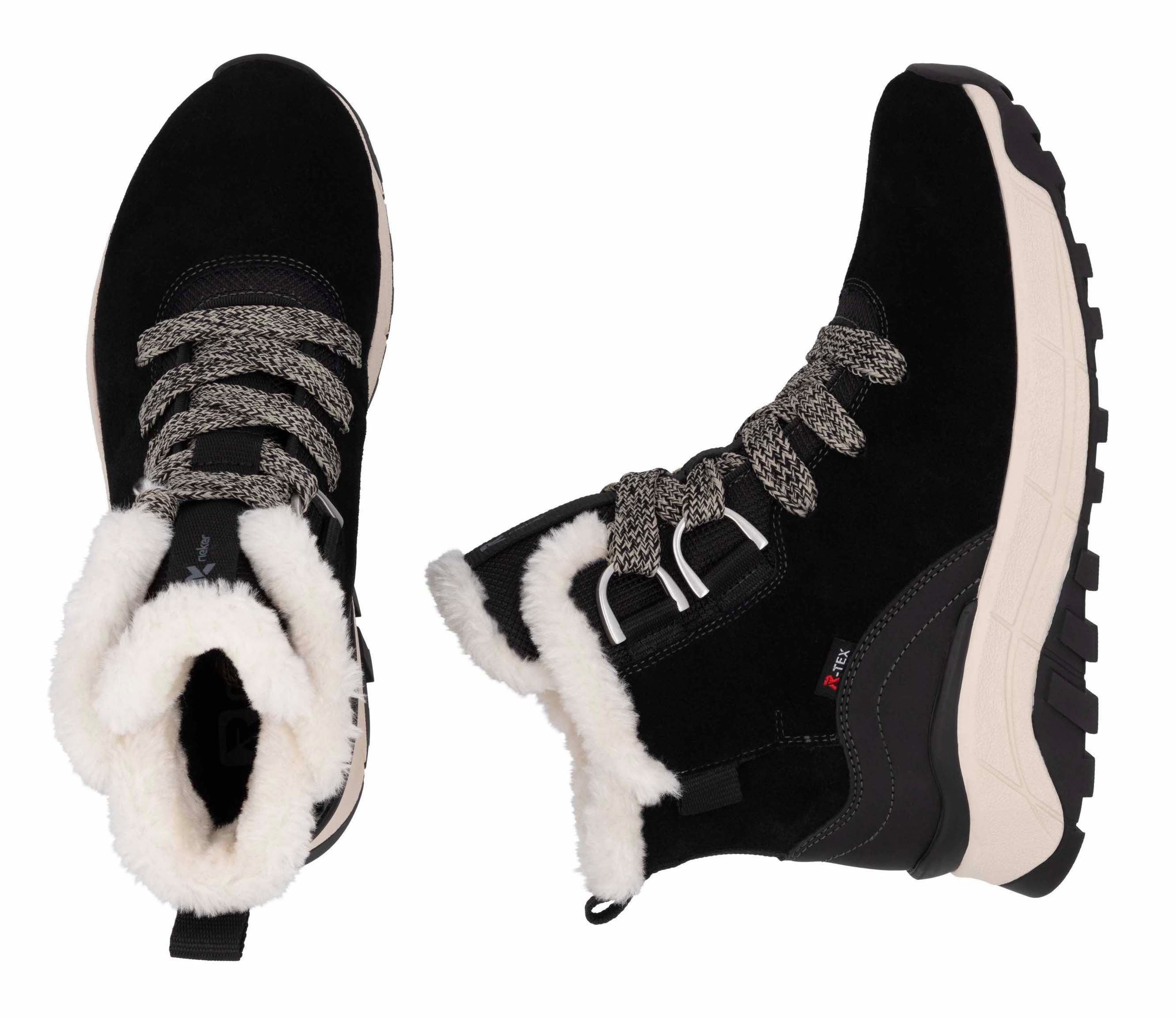 Rieker EVOLUTION Winterlaarzen , sleehak, veterschoenen, outdoorschoen met schapenwol voering
