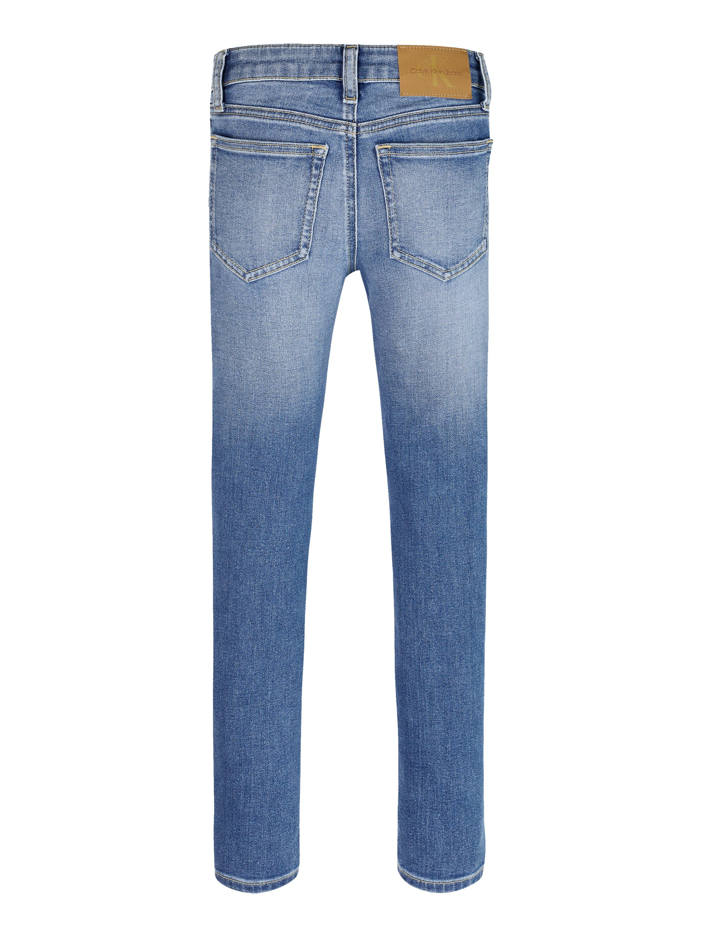 Calvin Klein Skinny fit jeans MR SKINNY ESS WASHED BLUE DENIM voor kinderen tot 16 jaar met logopatch