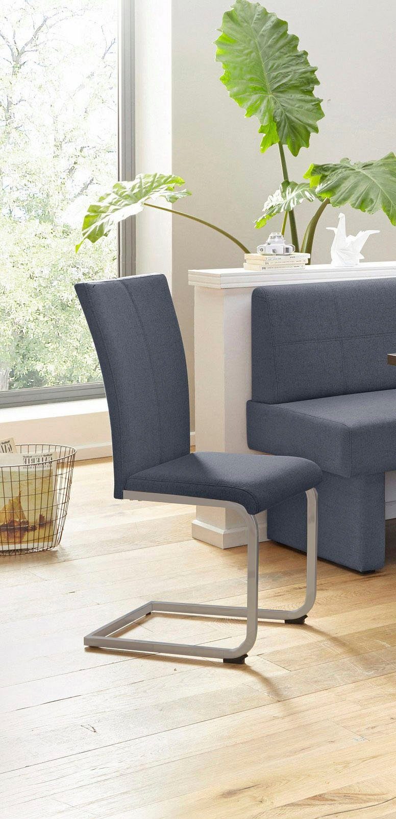 Home affaire Vrijdragende stoel Nils Stoel belastbaar tot 120 kg, frame metaal in chroom-look of zwart (set, 2 stuks)