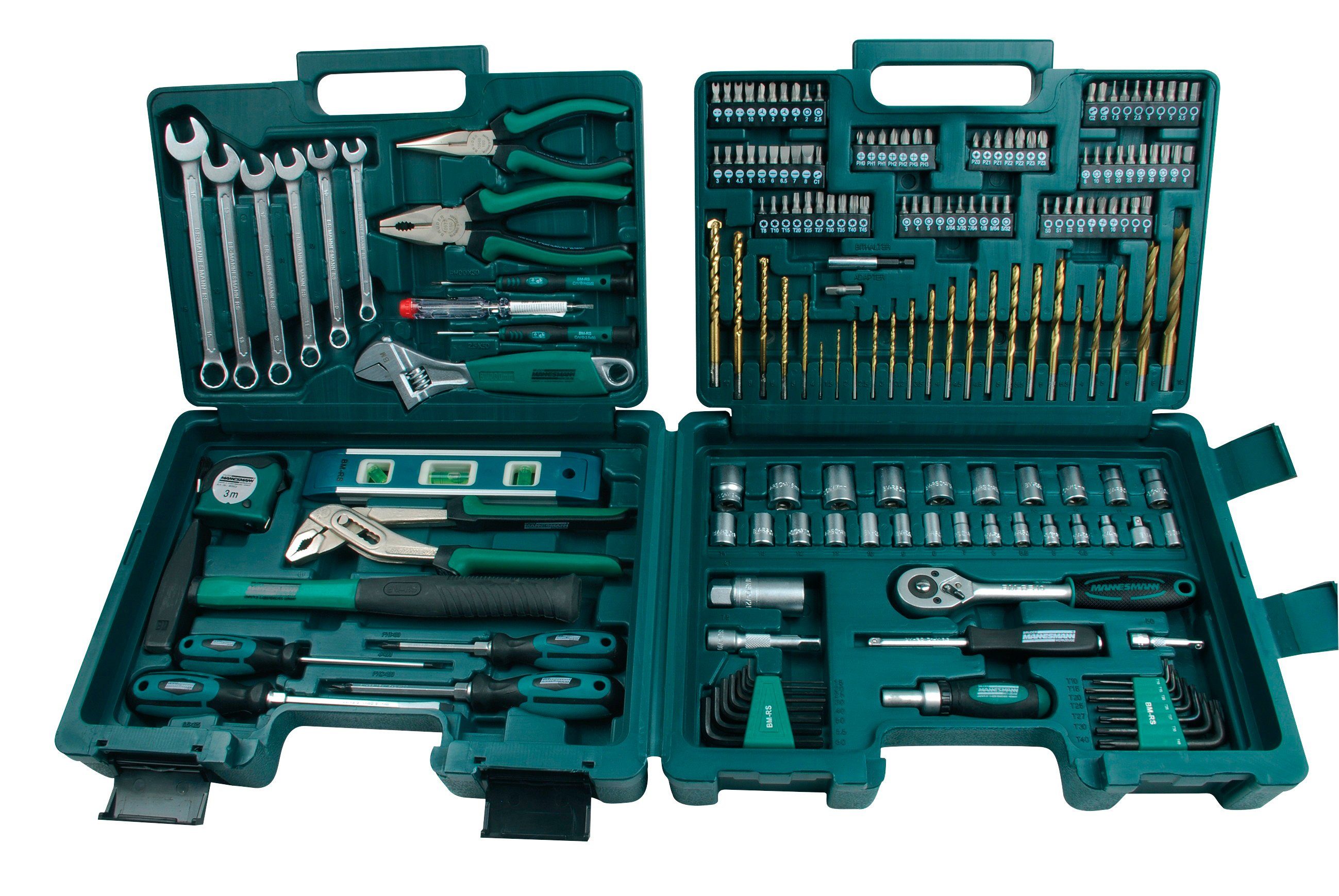 Brüder Mannesmann Werkzeuge Gereedschapsset 176-delig (set, 176 stuks) gereedschapssets maat 28 x 37 x 12 cm zilver