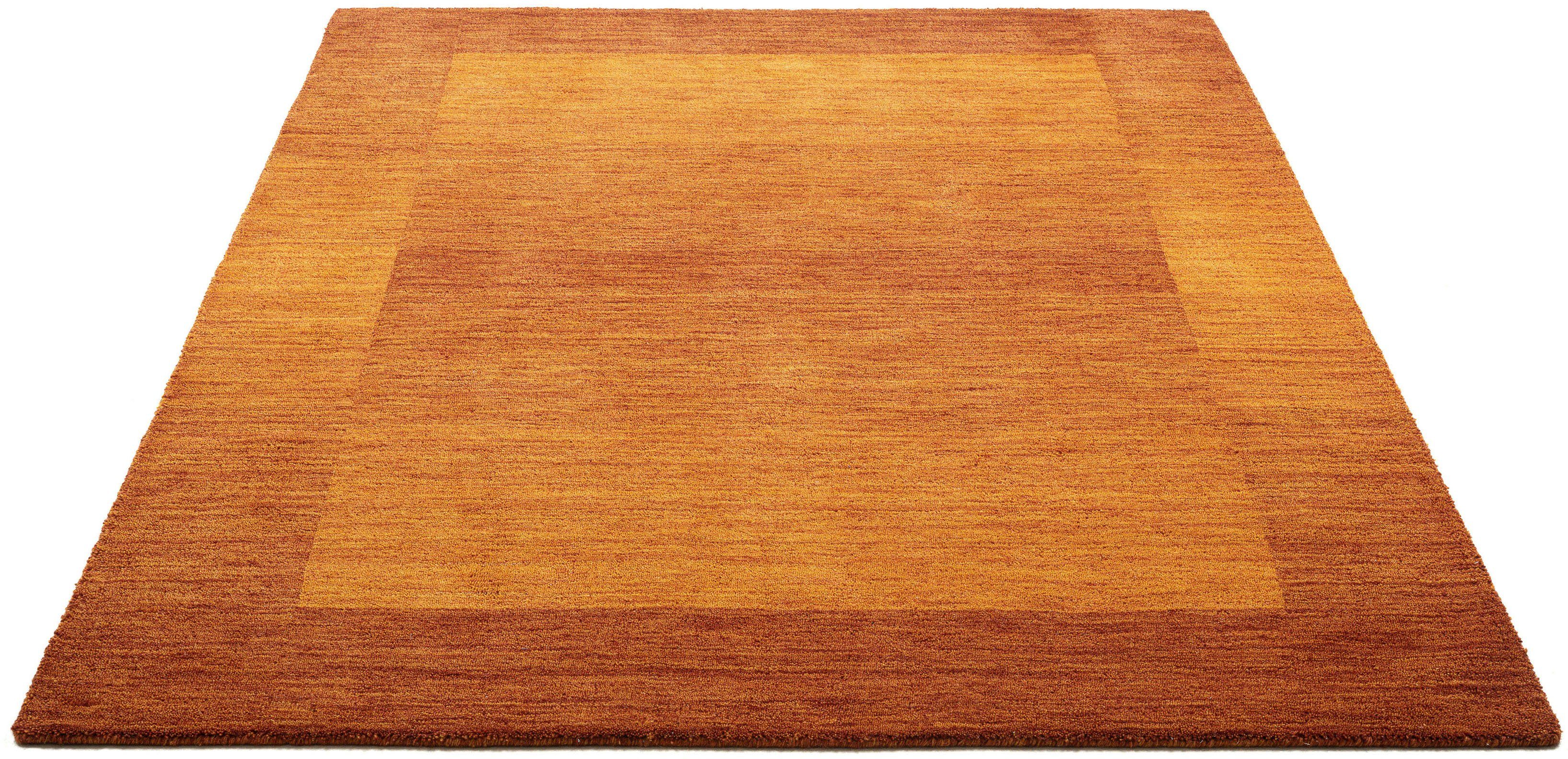 THEKO Wollen kleed Gabbeh super, Handgeweven vloerkleed, randdessin, zuivere wol, met de hand geweven