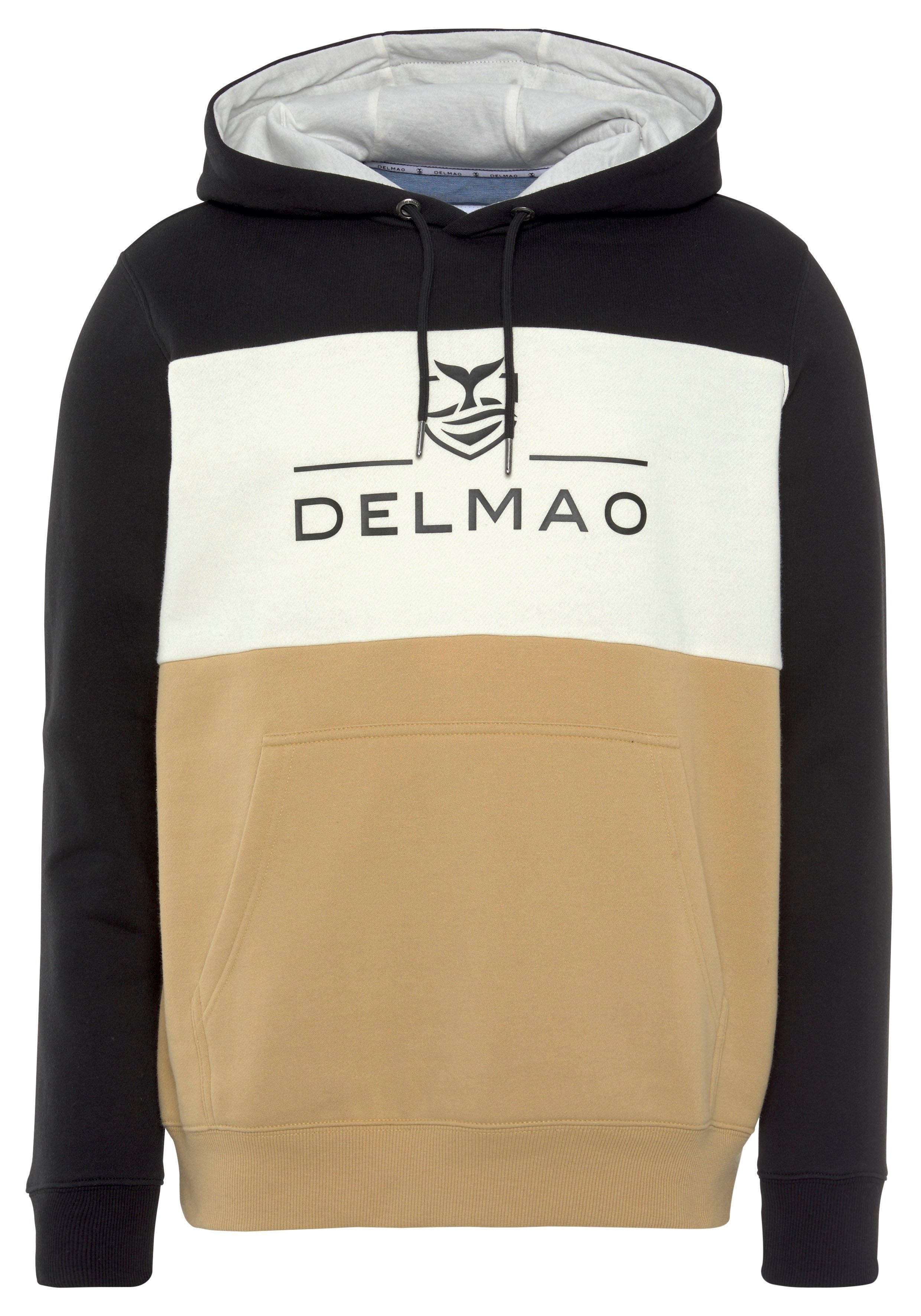 DELMAO Hoodie Langarm, losse pasvorm, colourblocking-look, met capuchon