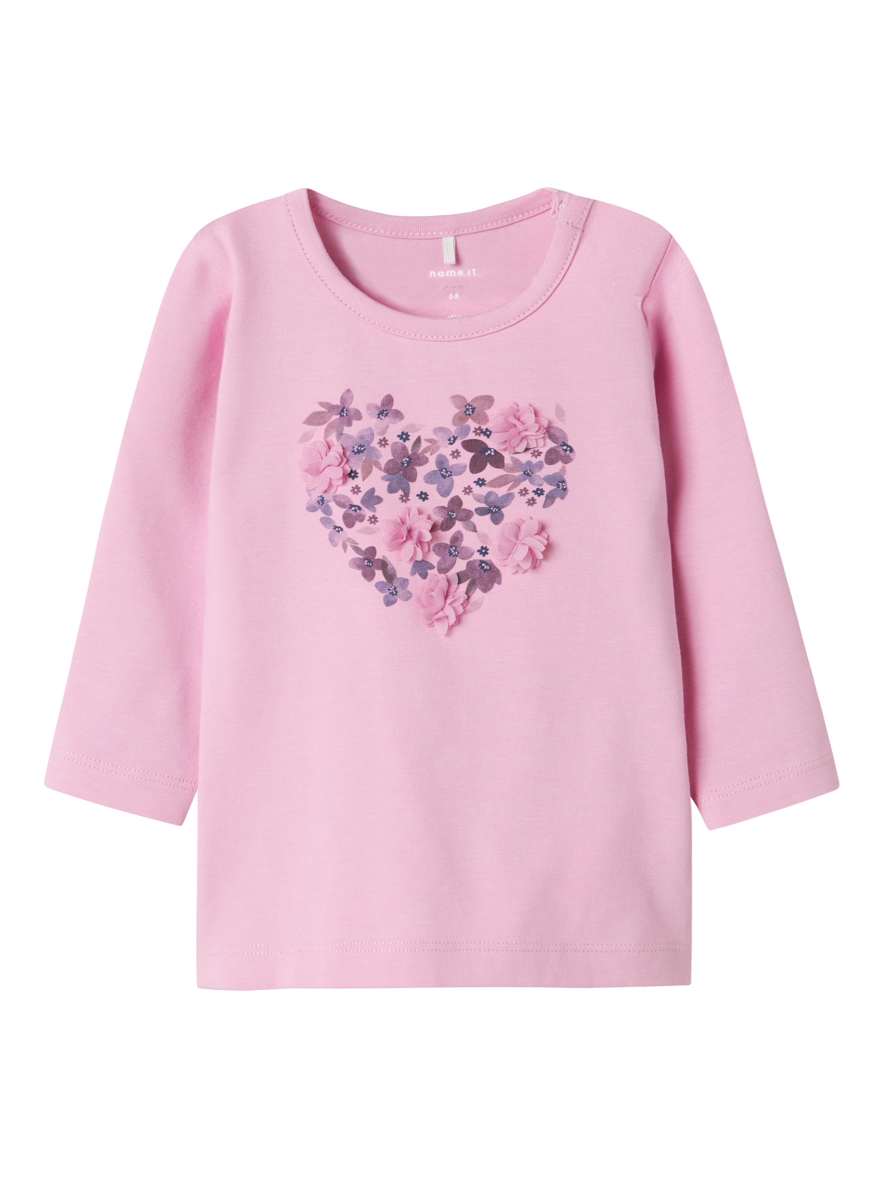 NAME IT BABY longsleeve NBFNABIA met printopdruk en patches roze