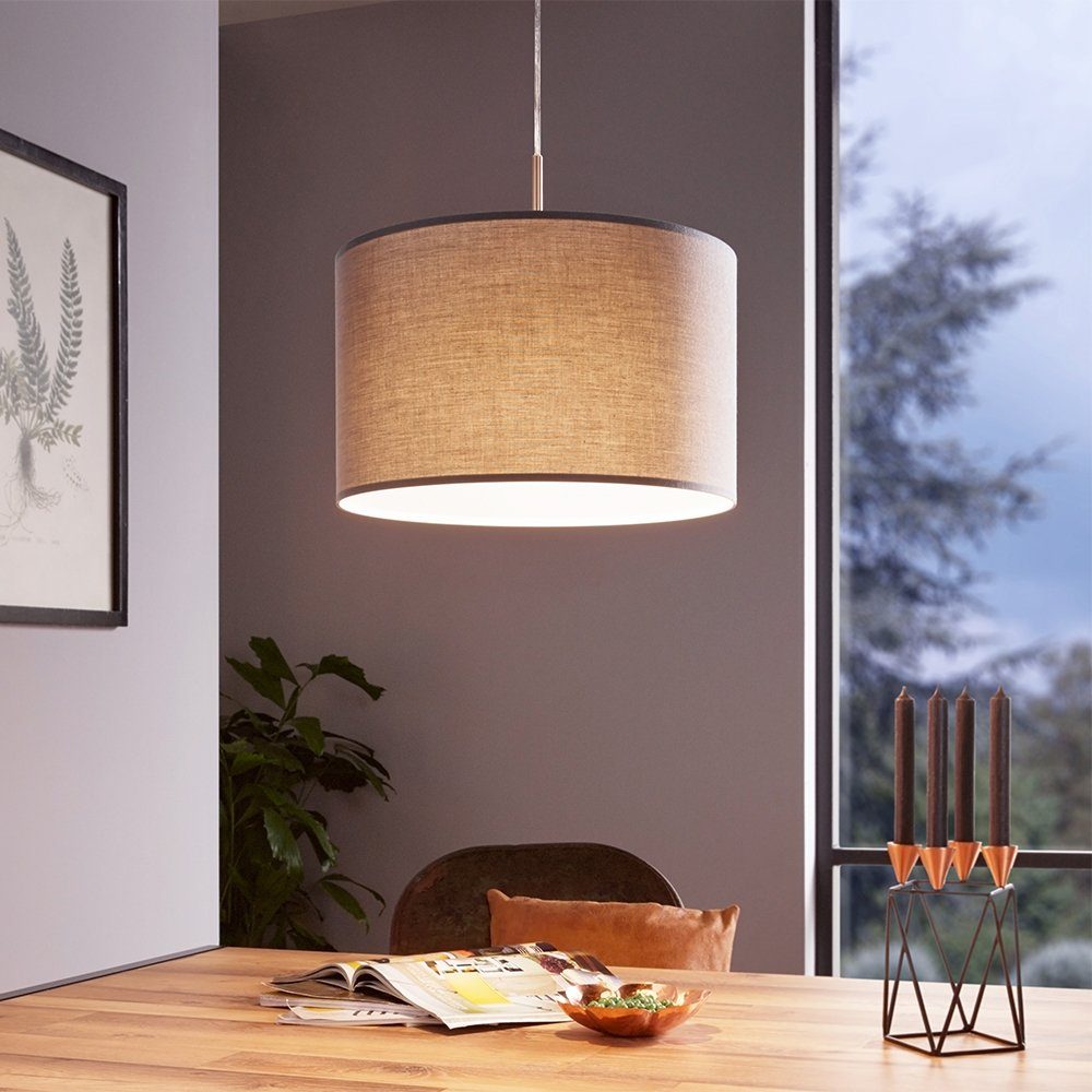 EGLO Hanglamp PASTERI hanglamp, pendellamp, grijs, nikkel-mat, textiel, E27