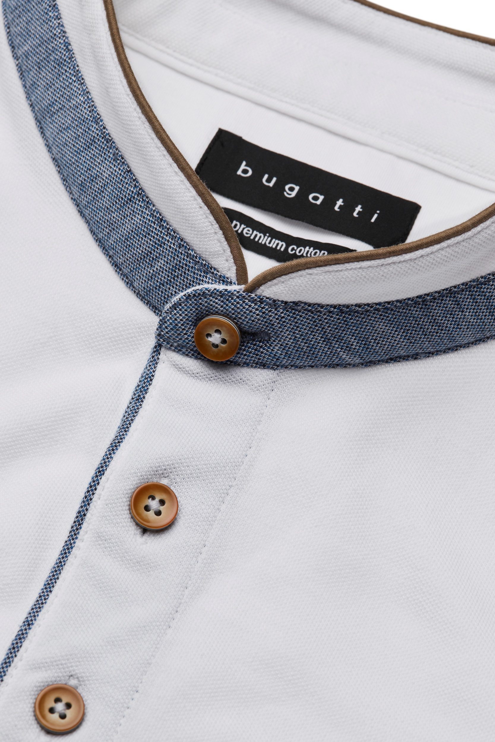 Bugatti Poloshirt met modieuze staande kraag