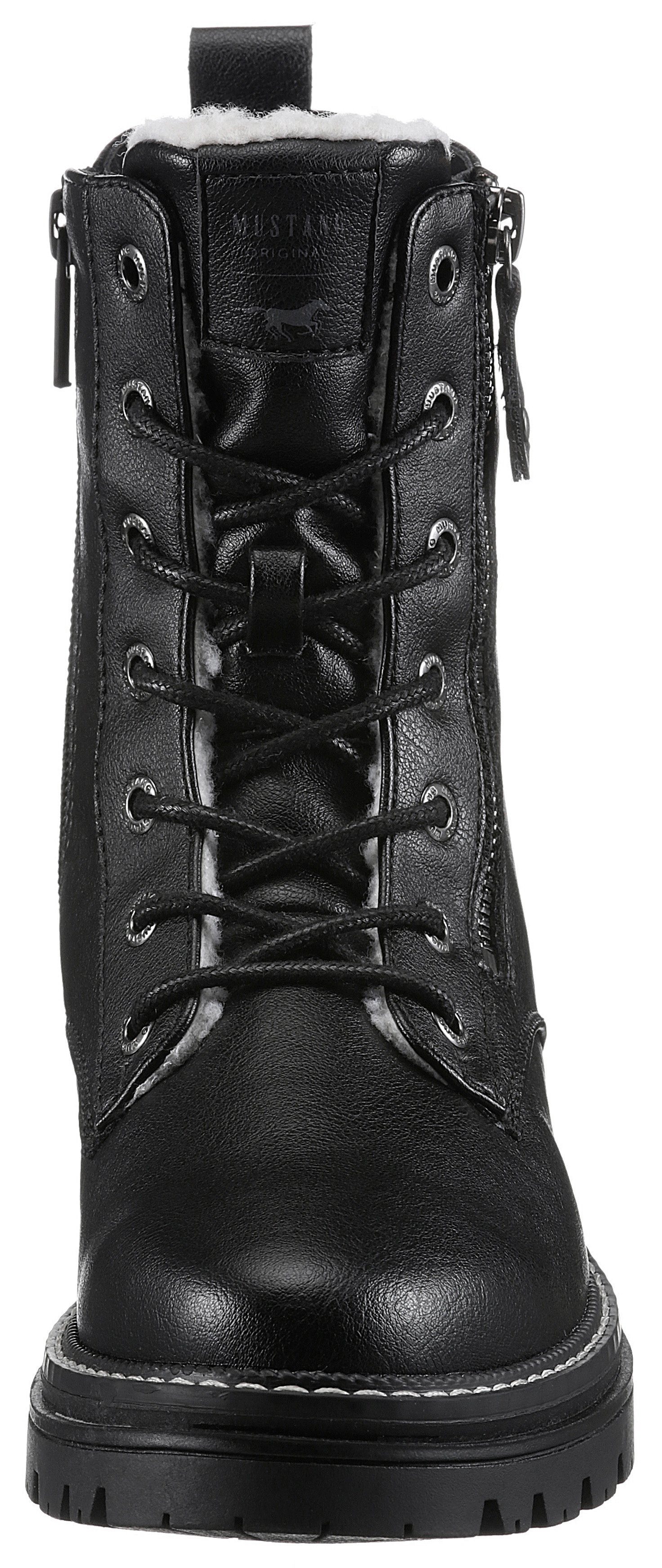 Mustang Shoes Winterlaarzen hakken, winter enkellaars, veterschoenen, nagels en decoratieve naden