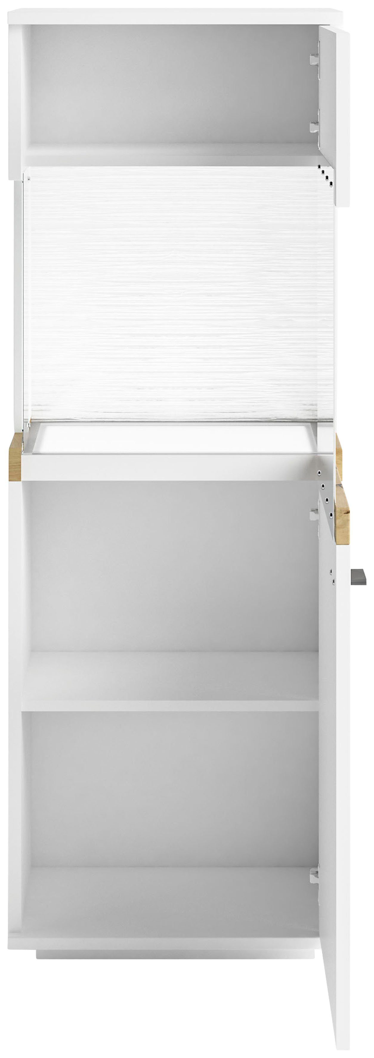 set one by Musterring Vitrinekast Lancaster Kleuren wit of grijs met eikenafwerking, met LED-verlichting