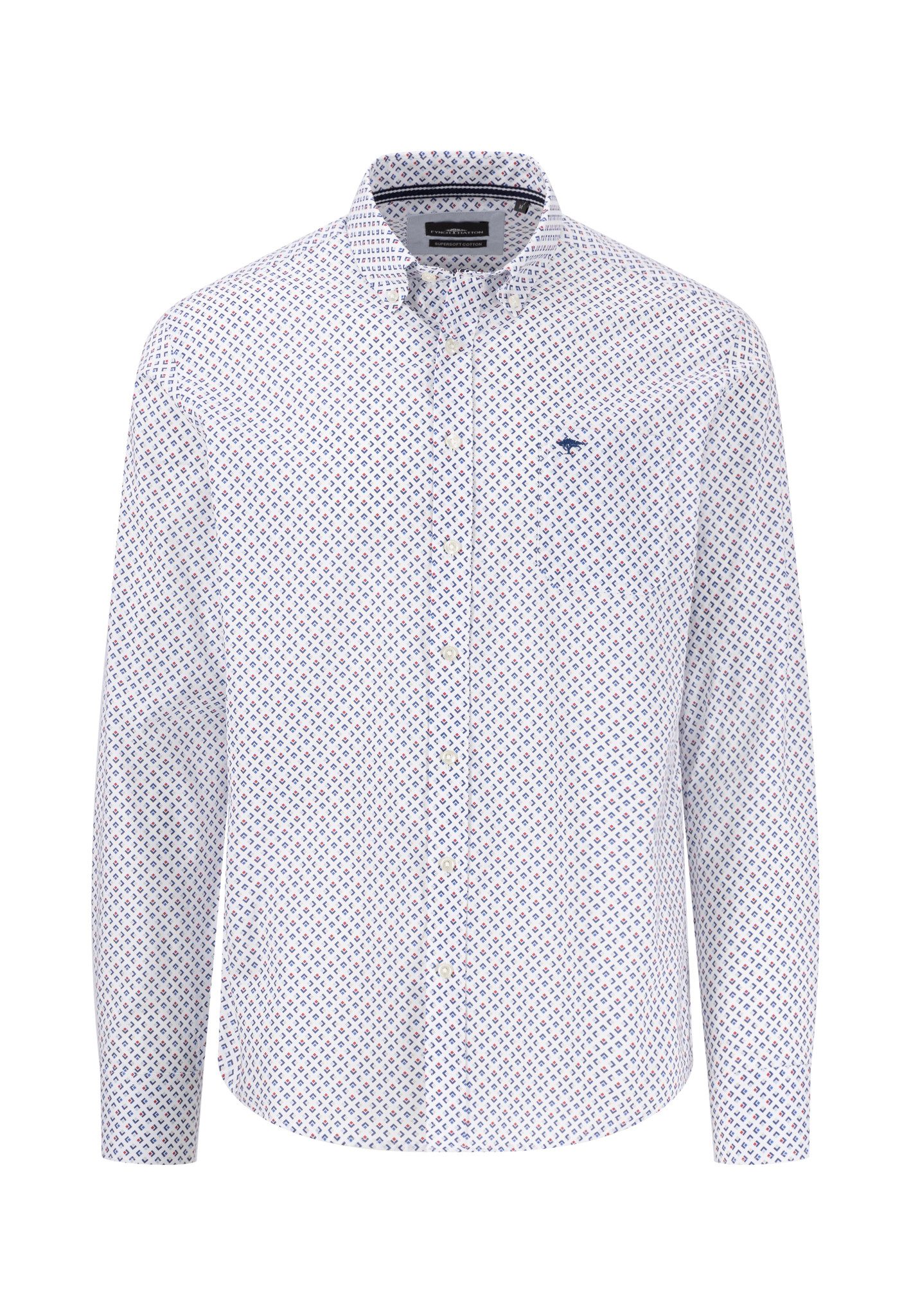 FYNCH-HATTON Overhemd met lange mouwen met geborduurd logo heren overhemden maat M blauw