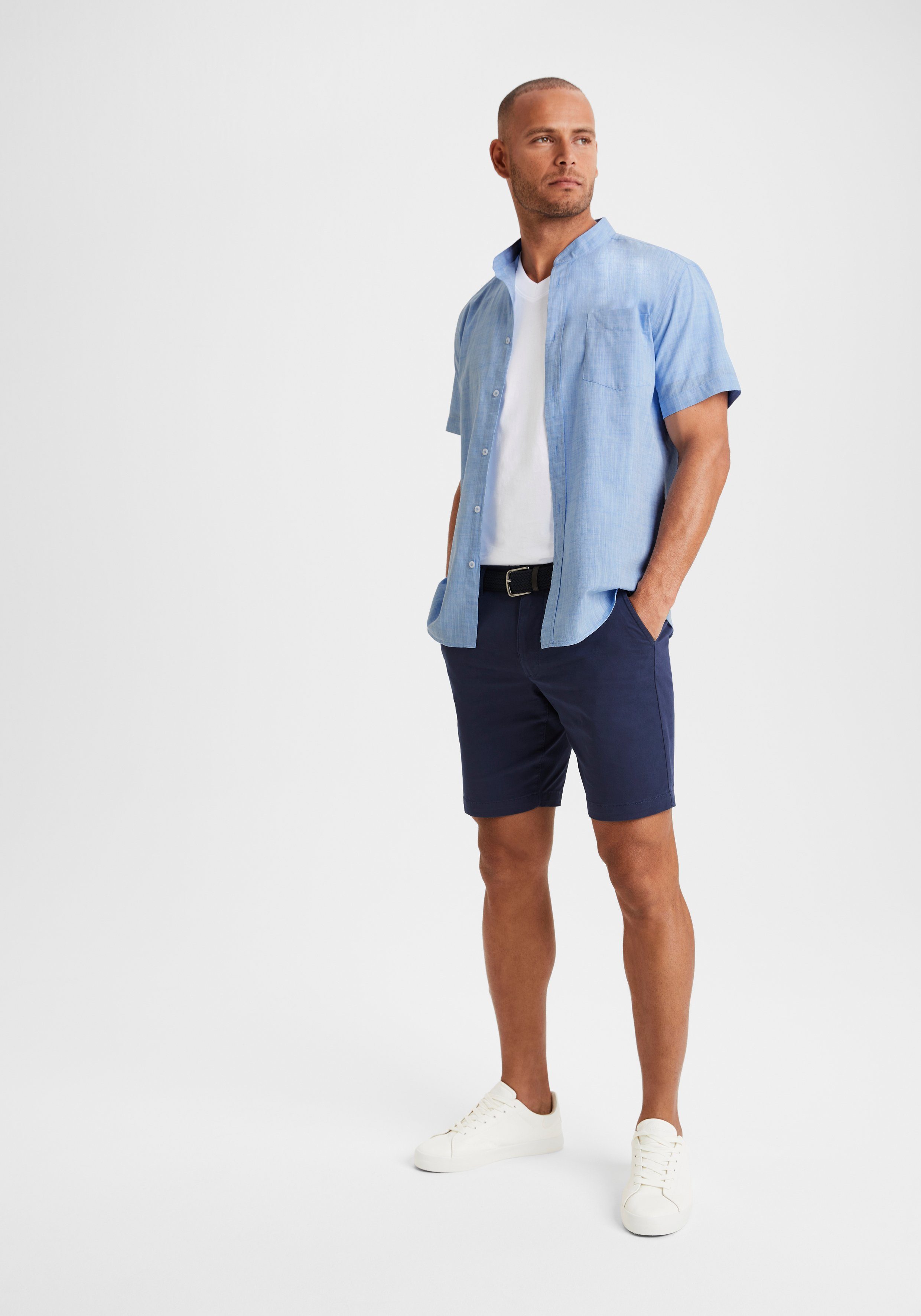 H.I.S Overhemd met korte mouwen Regular fit, knoopsluiting, met opstaande kraag Regular fit, staande kraag shirt met borstzak, 100% katoen
