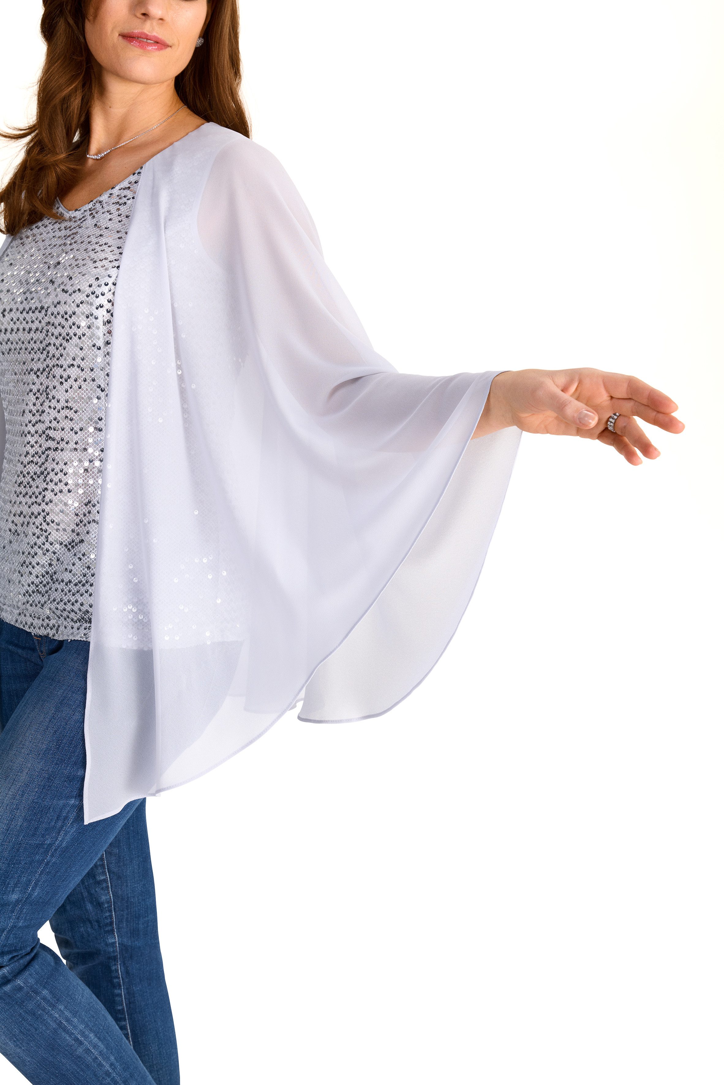 HERMANN LANGE Collection Shirt met vleermuismouwen met pailletten en in lagenlook