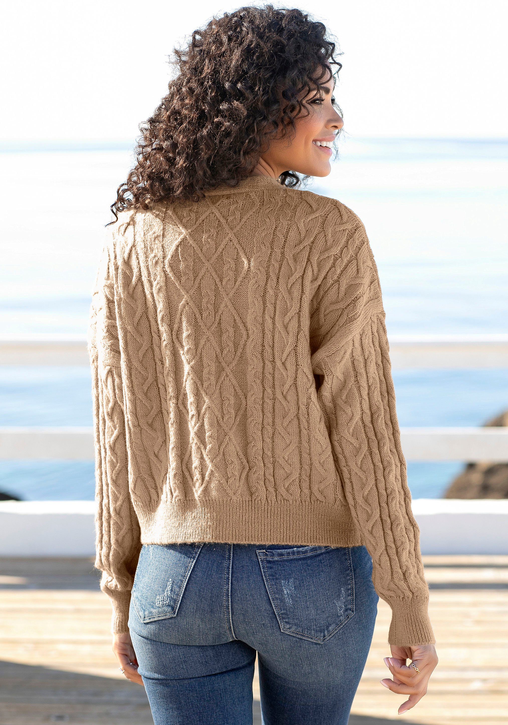 Lascana Vest met kabelpatroon, knuffelzachte cardigan, casual