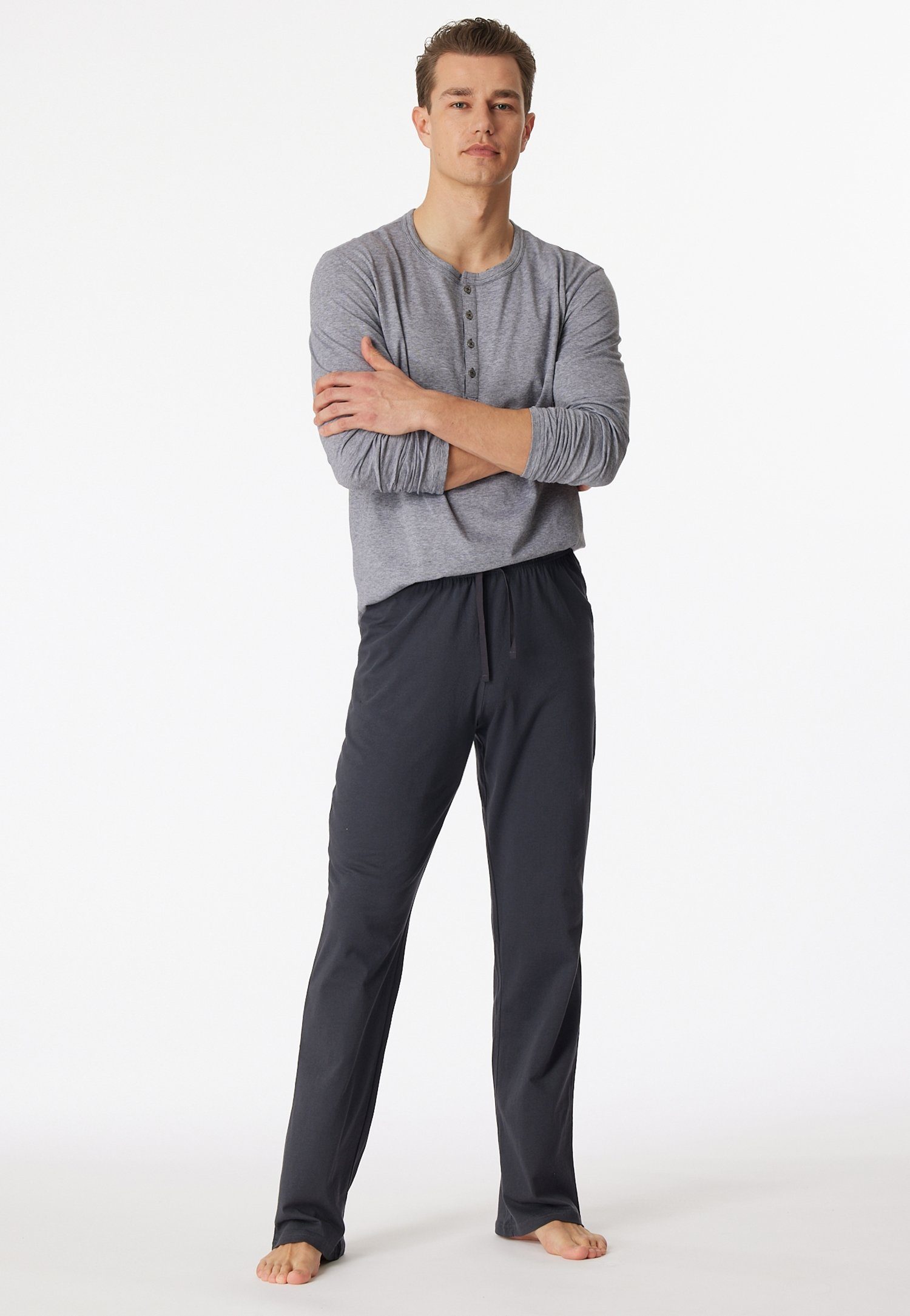 Schiesser Pyjama Selected! premium inspiration (2-delig, 1 stuk) unisex nachtkleding maat 48 grijs