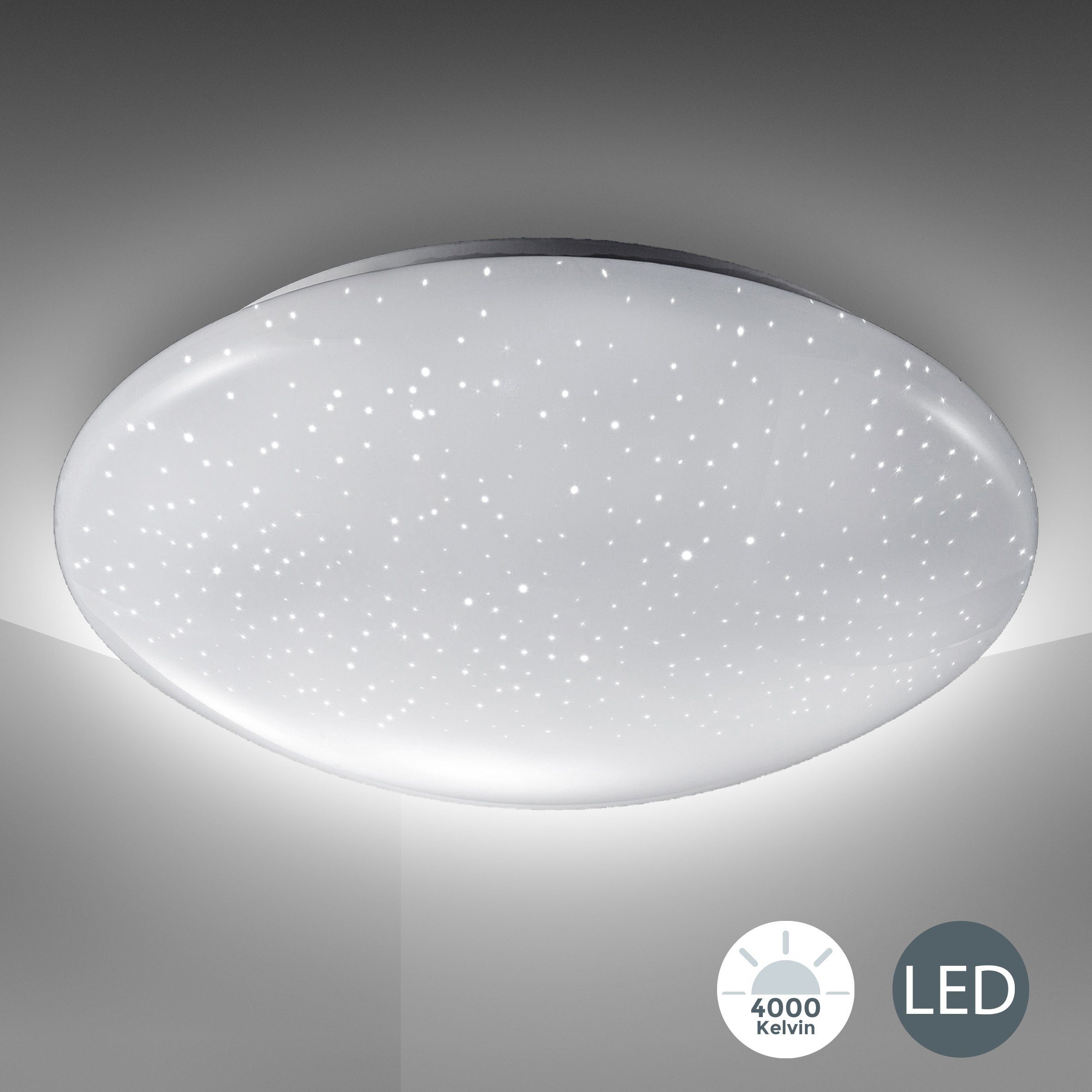 B.K.Licht Led-plafondlamp Astro LED plafondlamp 12W 1200lm 4.000K sterrenlicht IP20 Ø 280mm