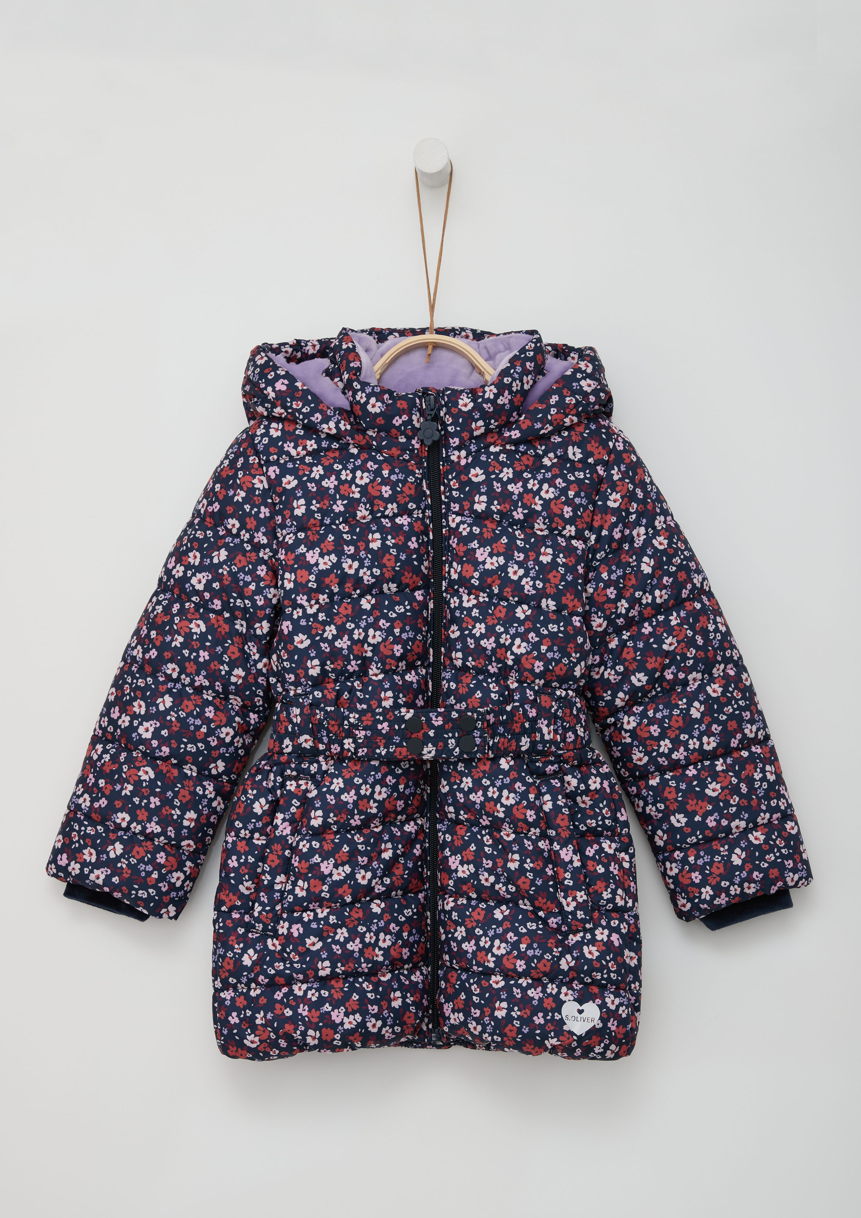 s.Oliver RED LABEL Junior Outdoorjack met all-over print en capuchon